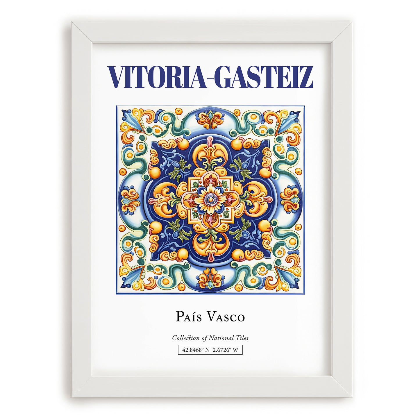 Vitoria-Gasteiz, Spain – Travel Print, placed in minimal white frame