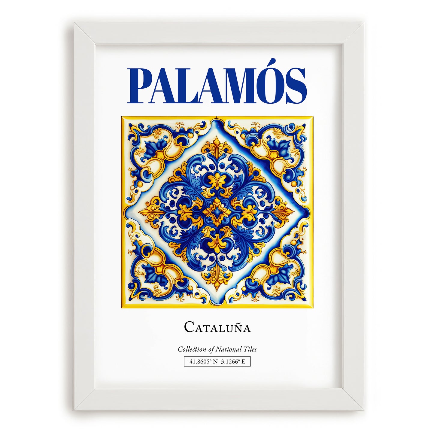 Palamós, Spain – Travel Wall Art, placed in minimal white frame