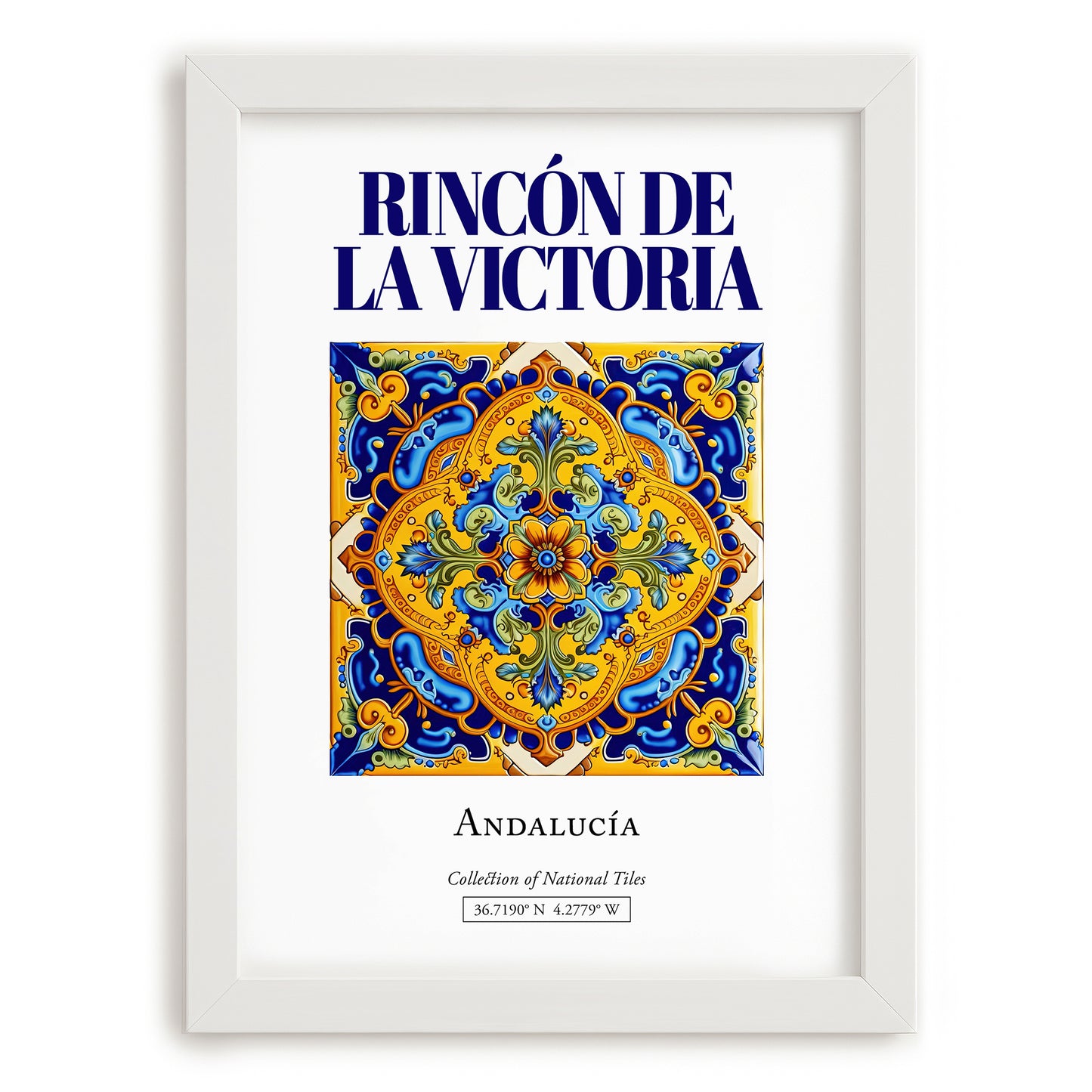 Rincón de la Victoria, Spain – Travel Poster, placed in minimal white frame
