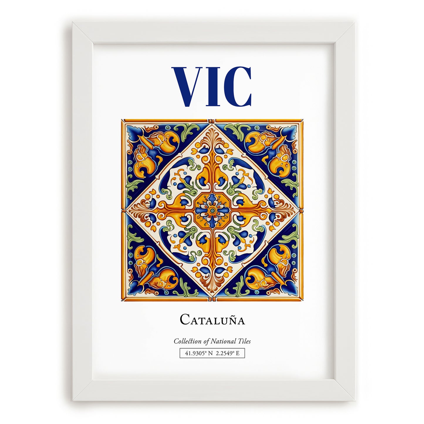 Vic, Spain – Travel Print, placed in minimal white frame