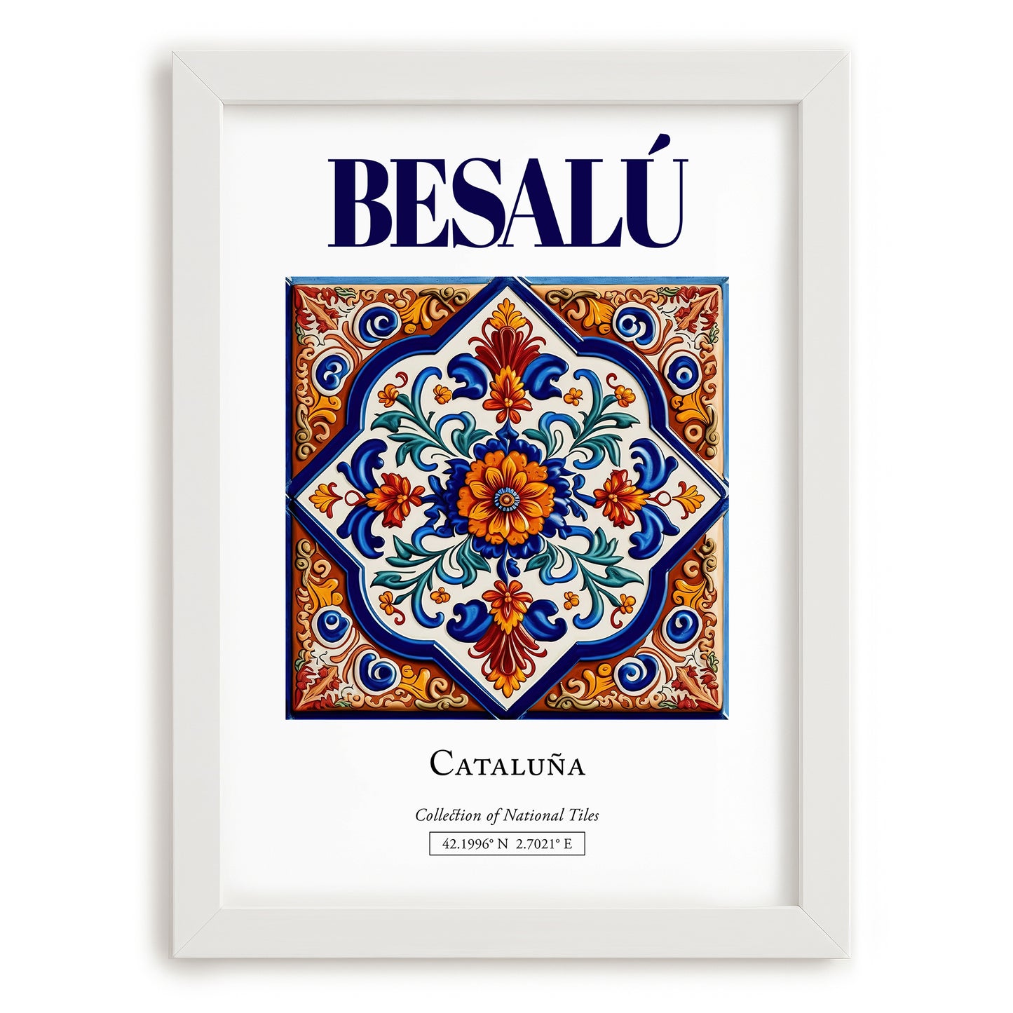 Besalú, Spain – Cultural Heritage Wall Art, placed in minimal white frame