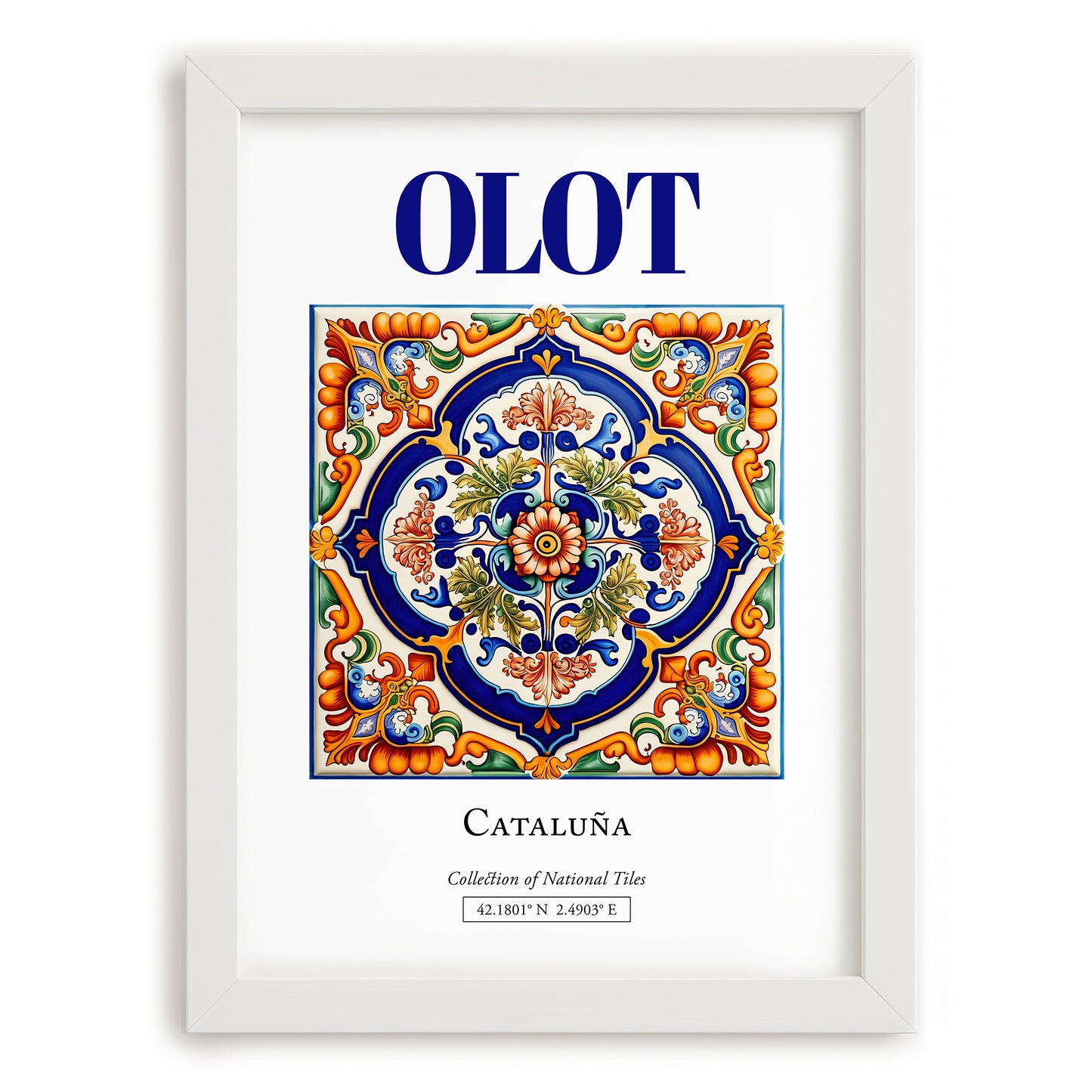 Olot, Spain – Historic Cities Art Print, placed in minimal white frame
