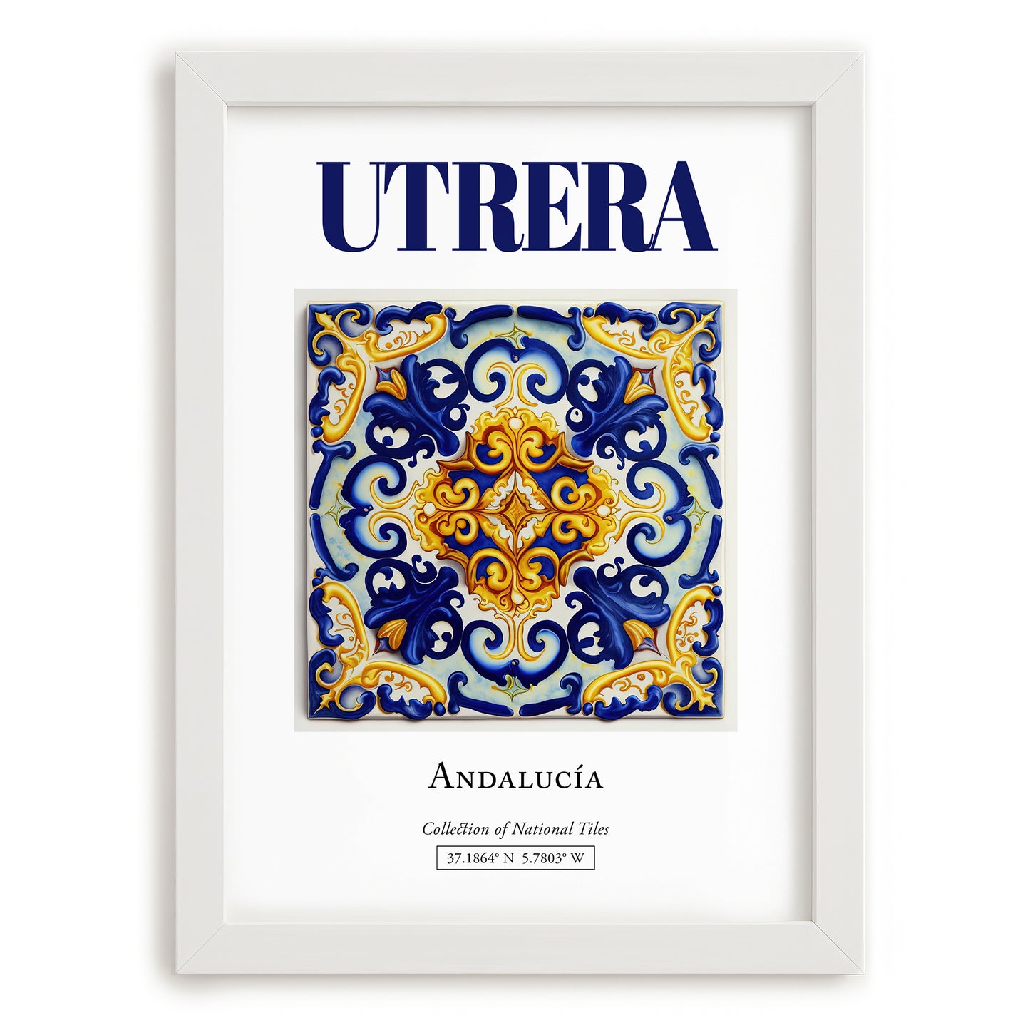 Utrera, Spain – Architectural Travel Art, placed in minimal white frame