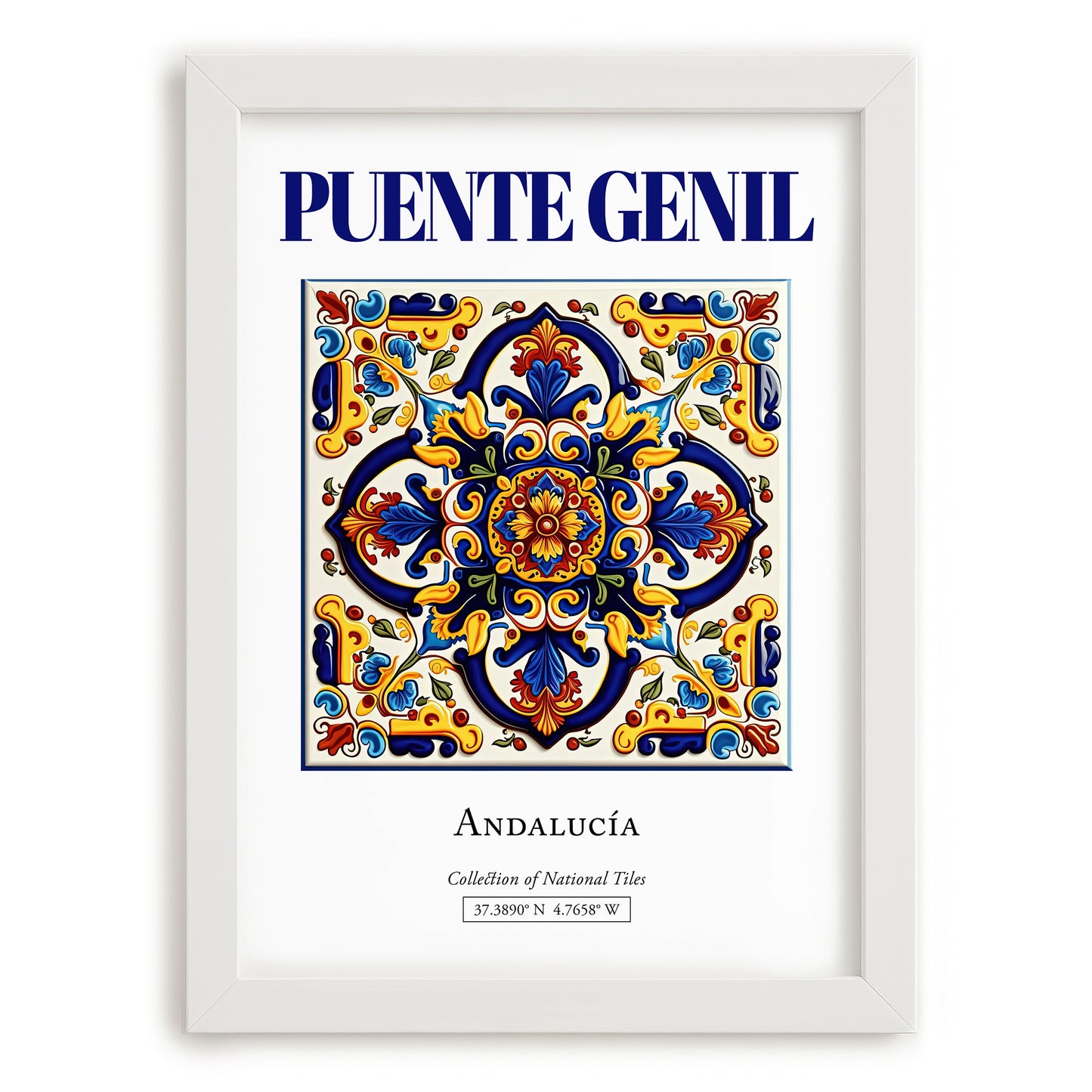 Puente Genil, Spain – Travel Poster, placed in minimal white frame