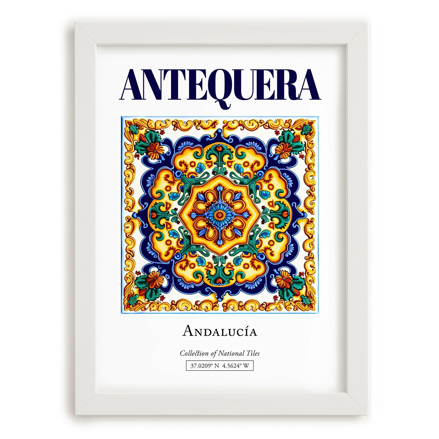 Antequera, Spain – Travel Print, placed in minimal white frame