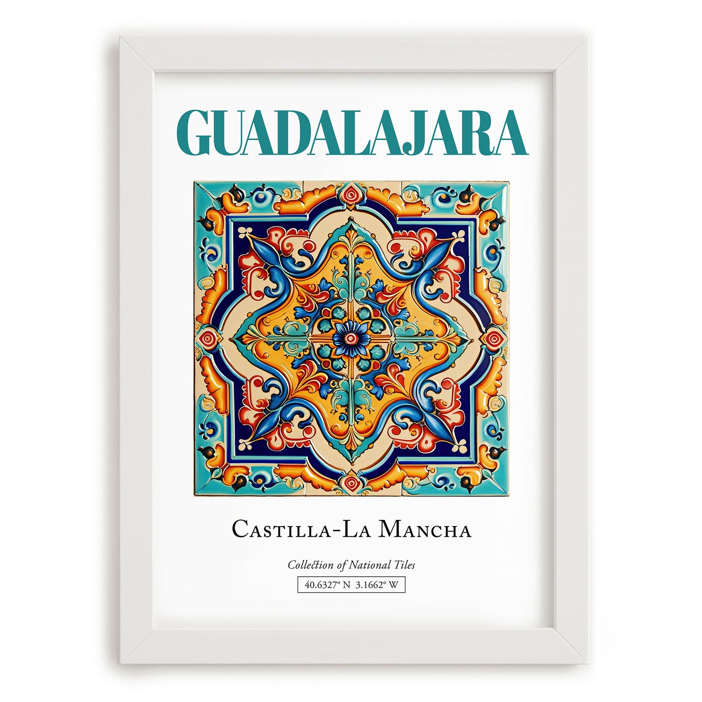 Guadalajara, Spain – Travel Wall Decor, placed in minimal white frame