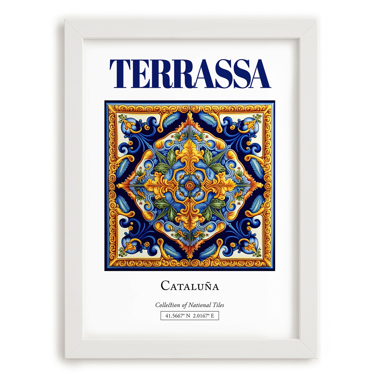 Terrassa, Spain – Wanderlust-Inspired Poster, placed in minimal white frame