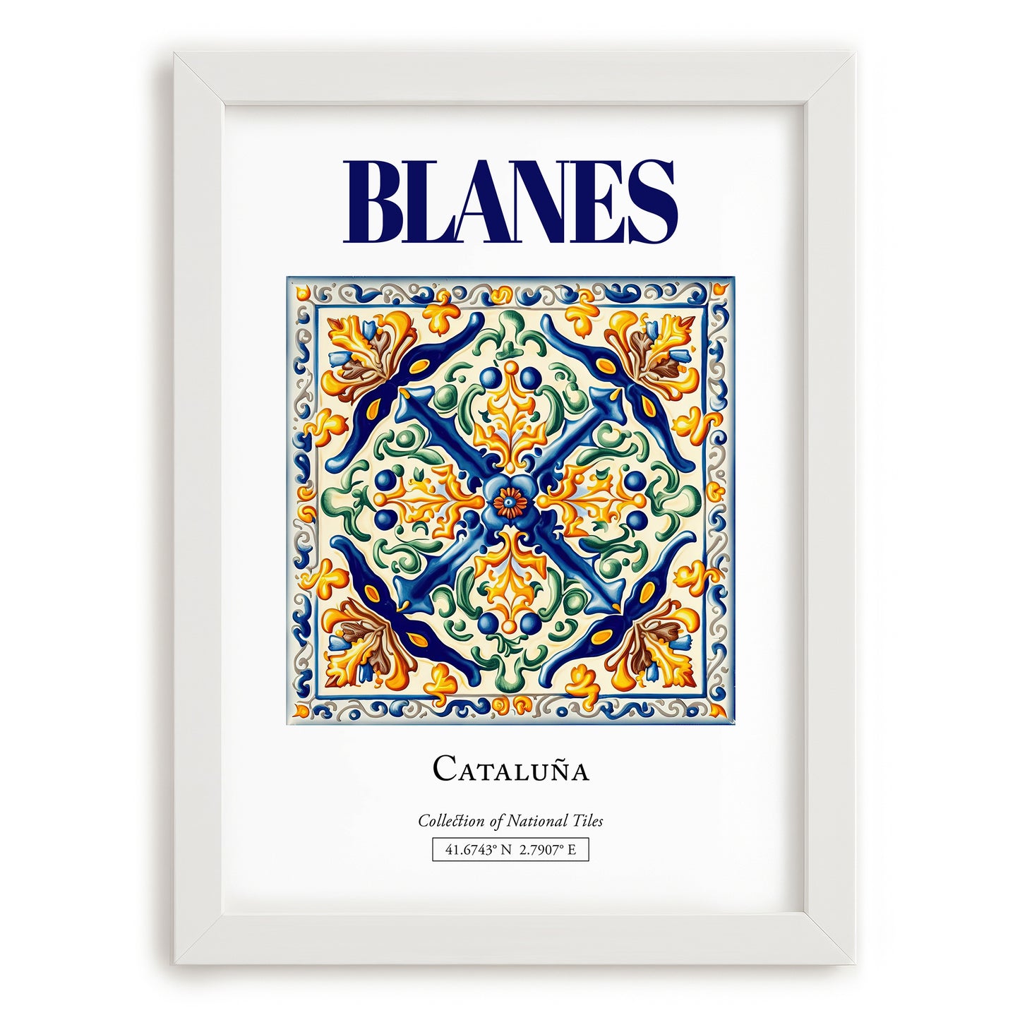 Blanes, Spain – Travel Print, placed in minimal white frame