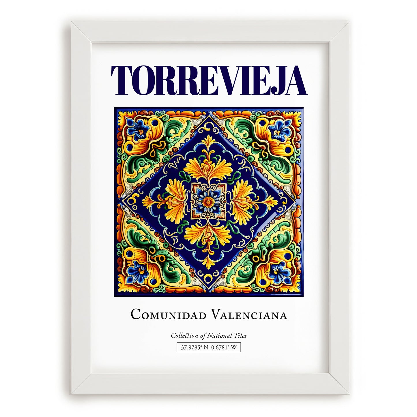 Torrevieja, Spain – Travel Print, placed in minimal white frame