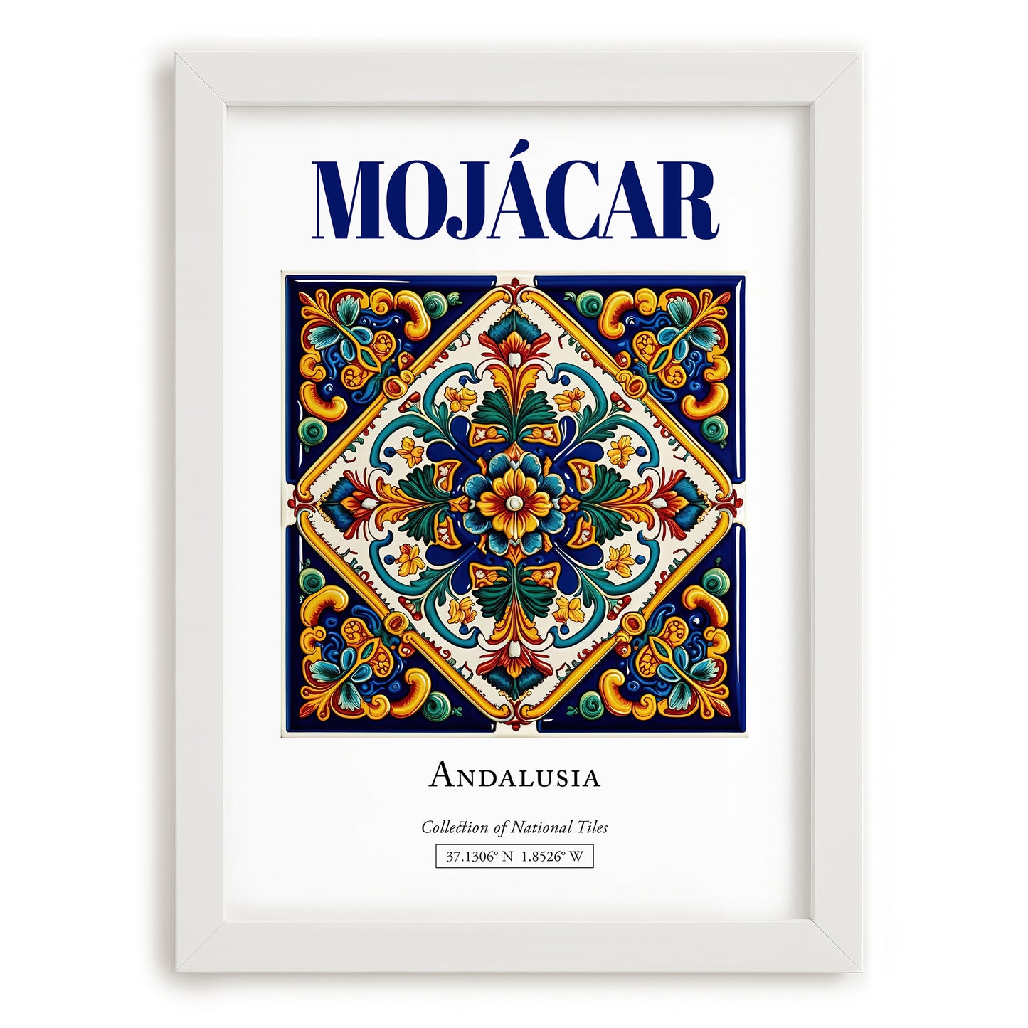 Mojácar, Spain – Travel Poster, placed in minimal white frame