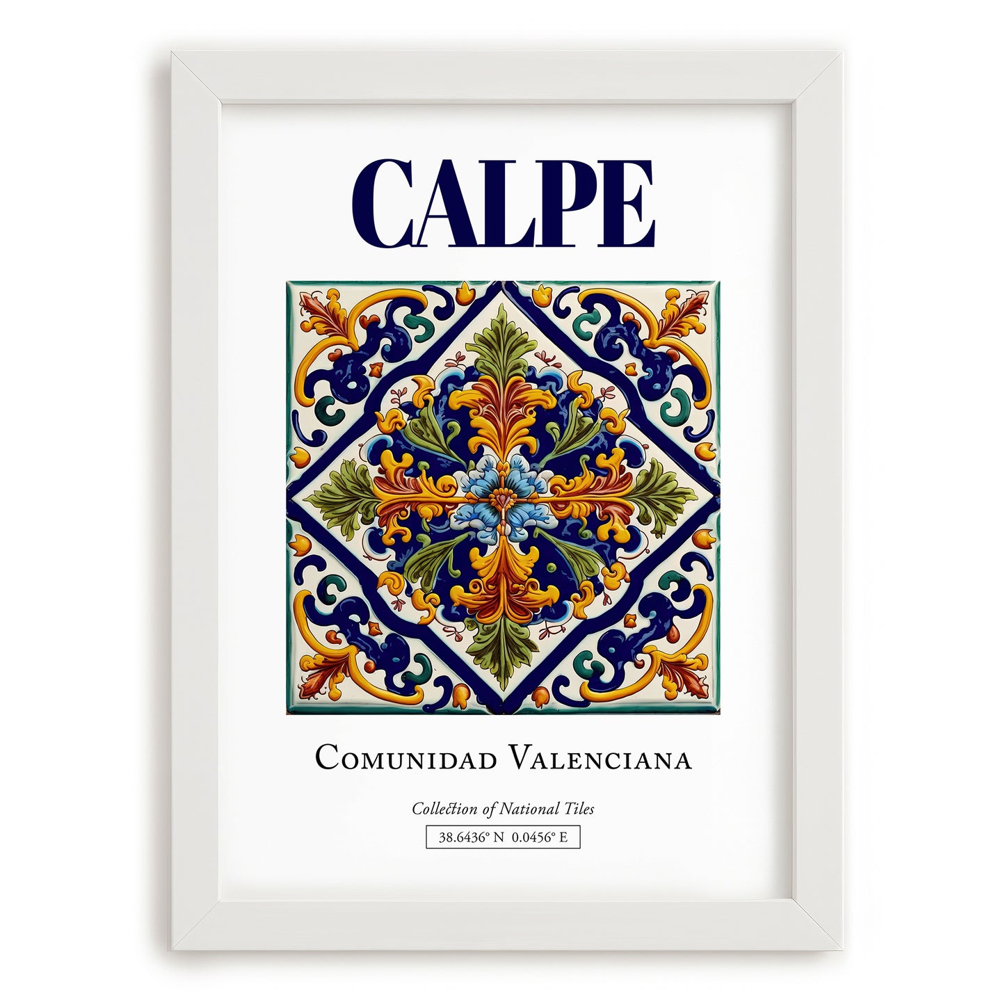 Calpe, Spain – Travel Poster, placed in minimal white frame