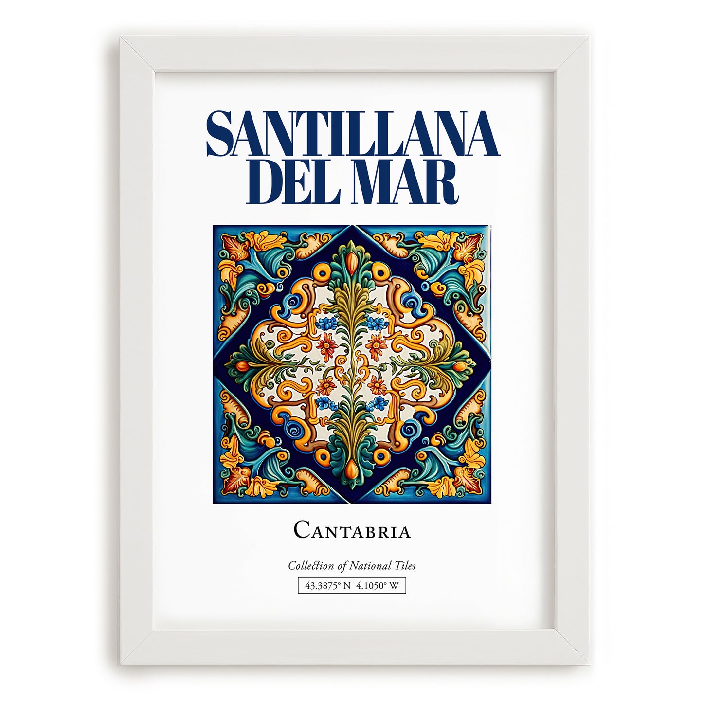 Santillana del Mar, Spain – Travel Wall Art, placed in minimal white frame