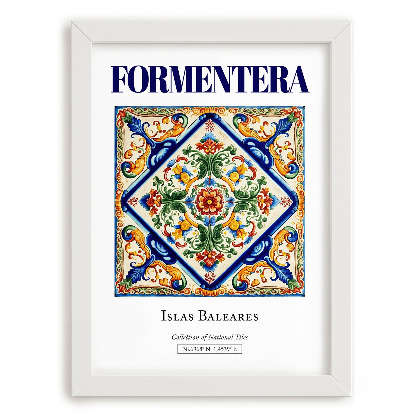 Formentera, Spain – Architectural Travel Art, placed in minimal white frame