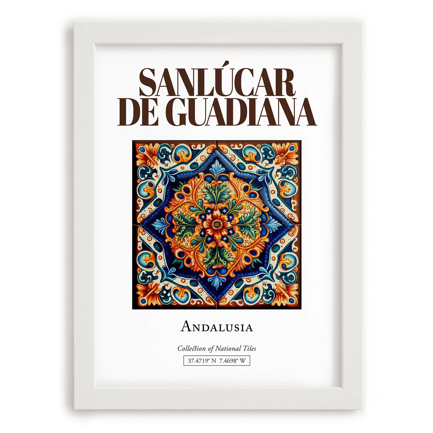 Sanlúcar de Guadiana, Spain – Travel Poster, placed in minimal white frame