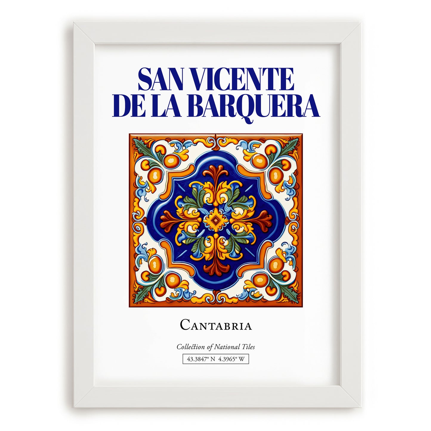 San Vicente de la Barquera, Spain – Travel Print, placed in minimal white frame