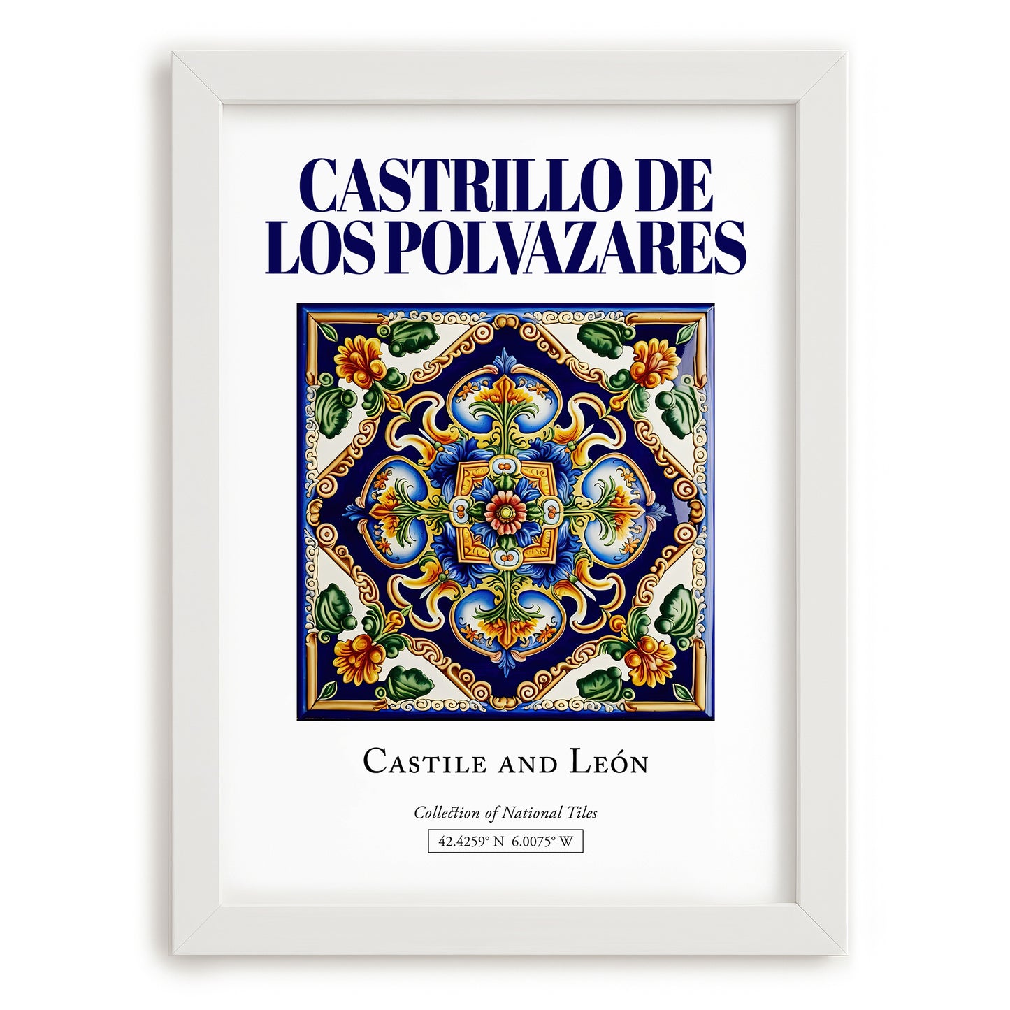 Castrillo de los Polvazares, Spain – Cityscape Wall Art, placed in minimal white frame