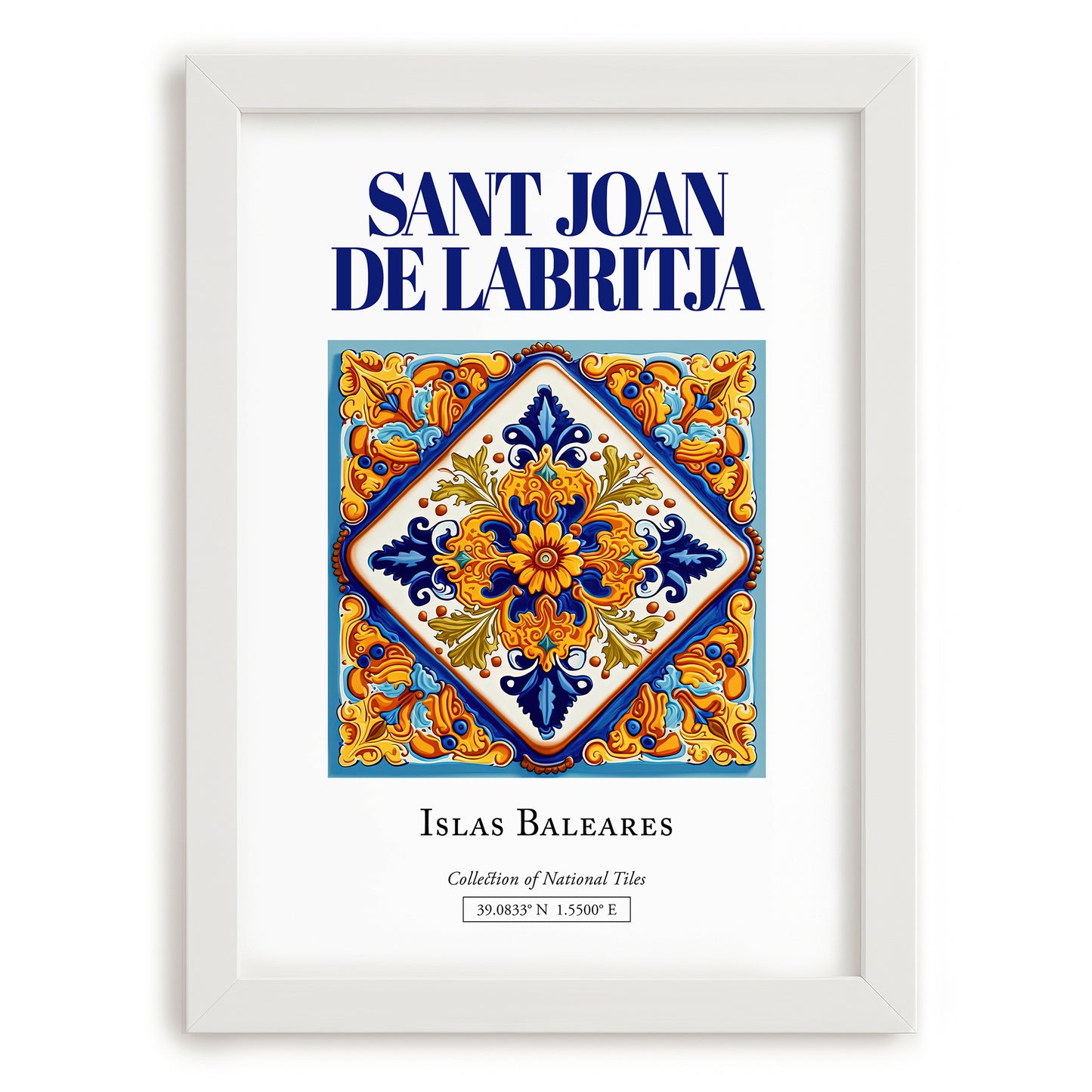 Sant Joan de Labritja, Spain – Historic Cities Art Print, placed in minimal white frame