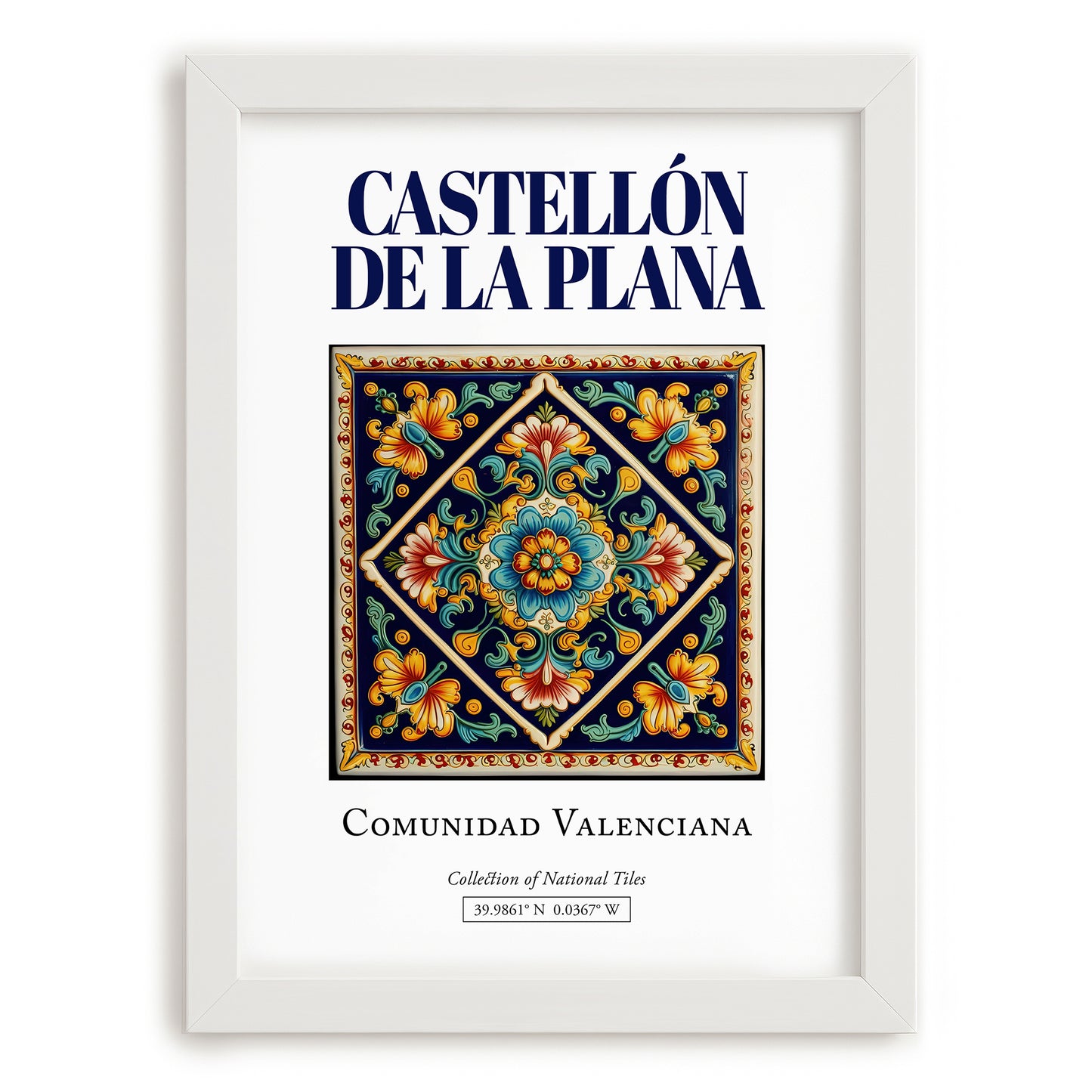 Castellón de la Plana, Spain – Travel Print, placed in minimal white frame