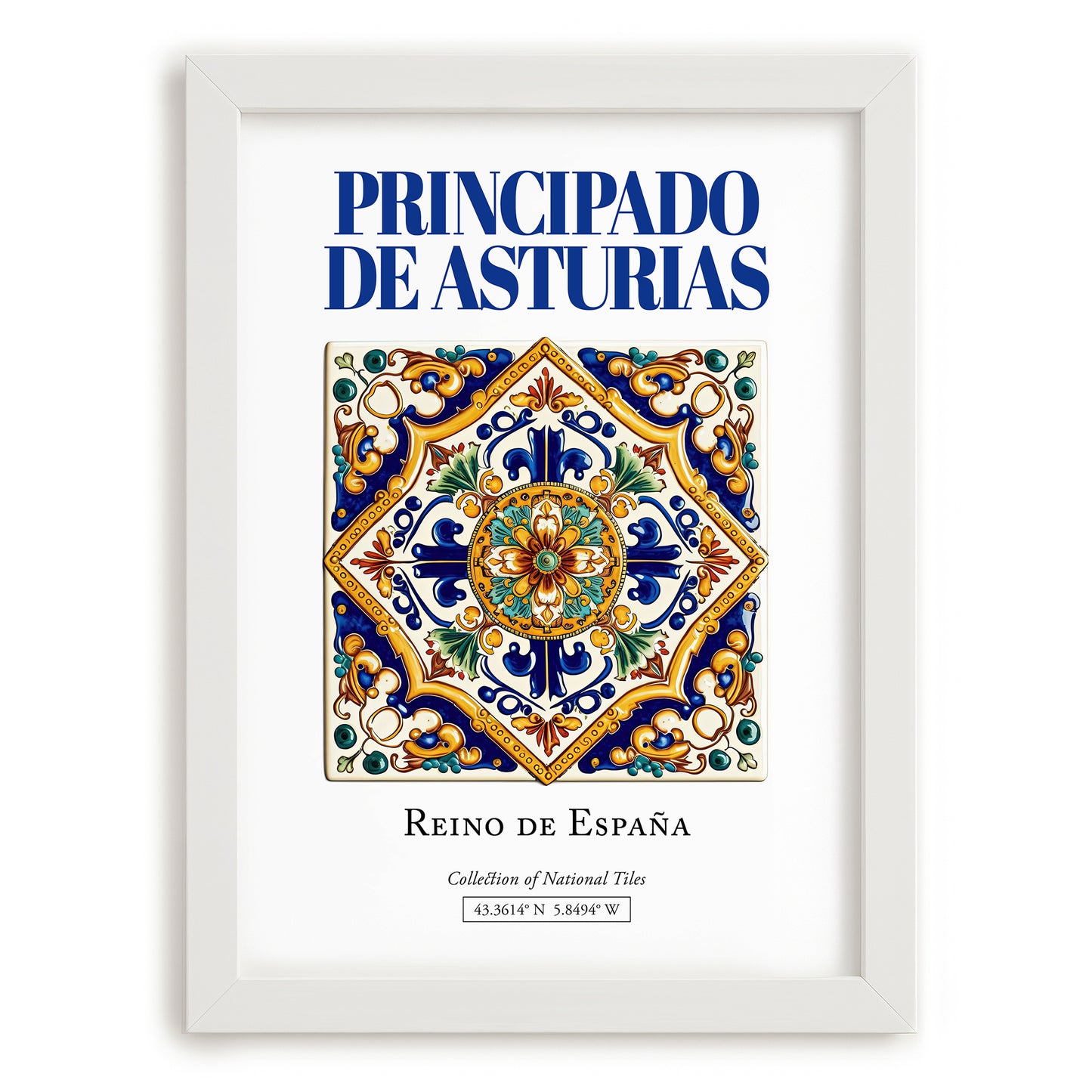 Principado de Asturias, Spain – Travel Poster, placed in minimal white frame