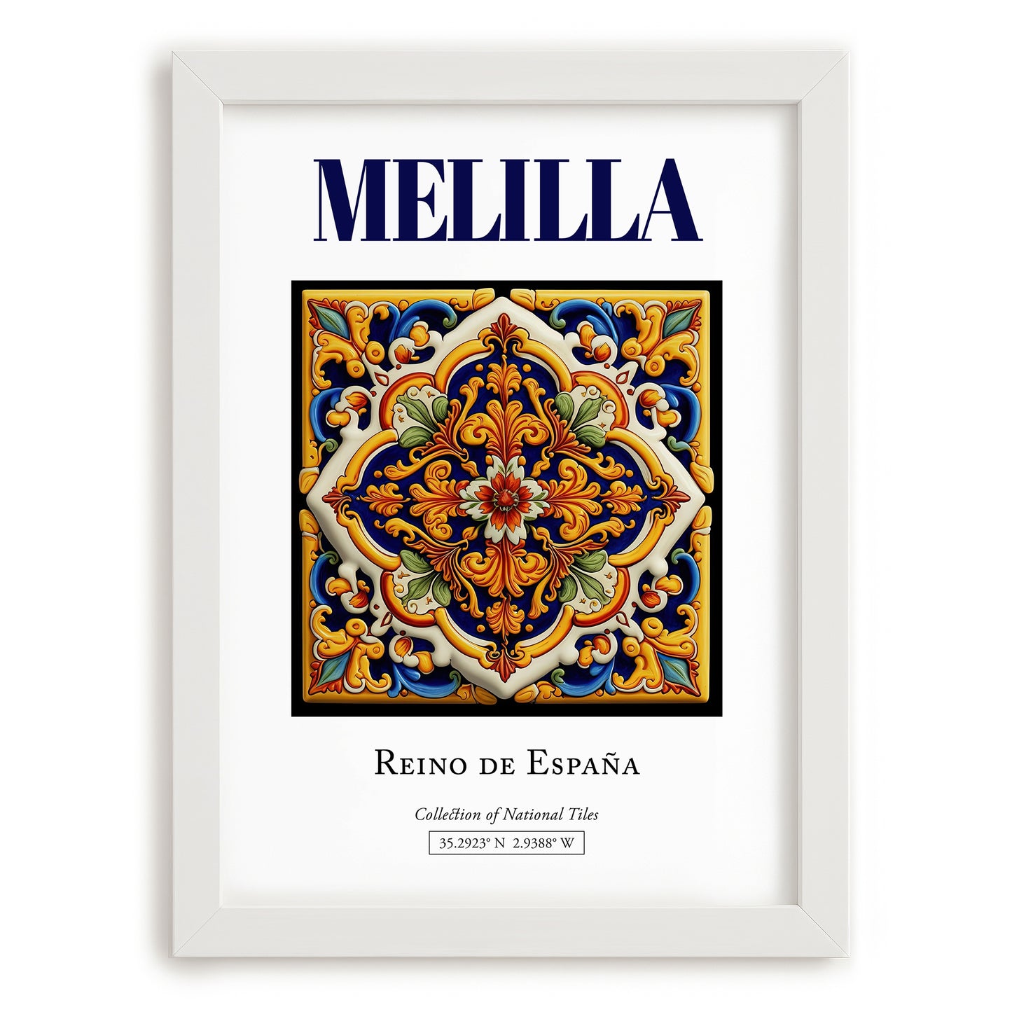 Melilla, Spain – Travel Poster, placed in minimal white frame