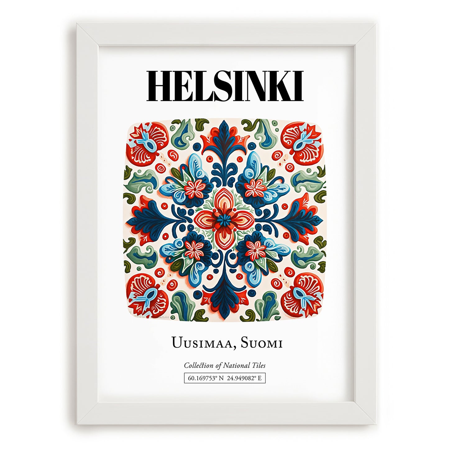 Helsinki, Finland – Country Culture Poster, placed in minimal white frame