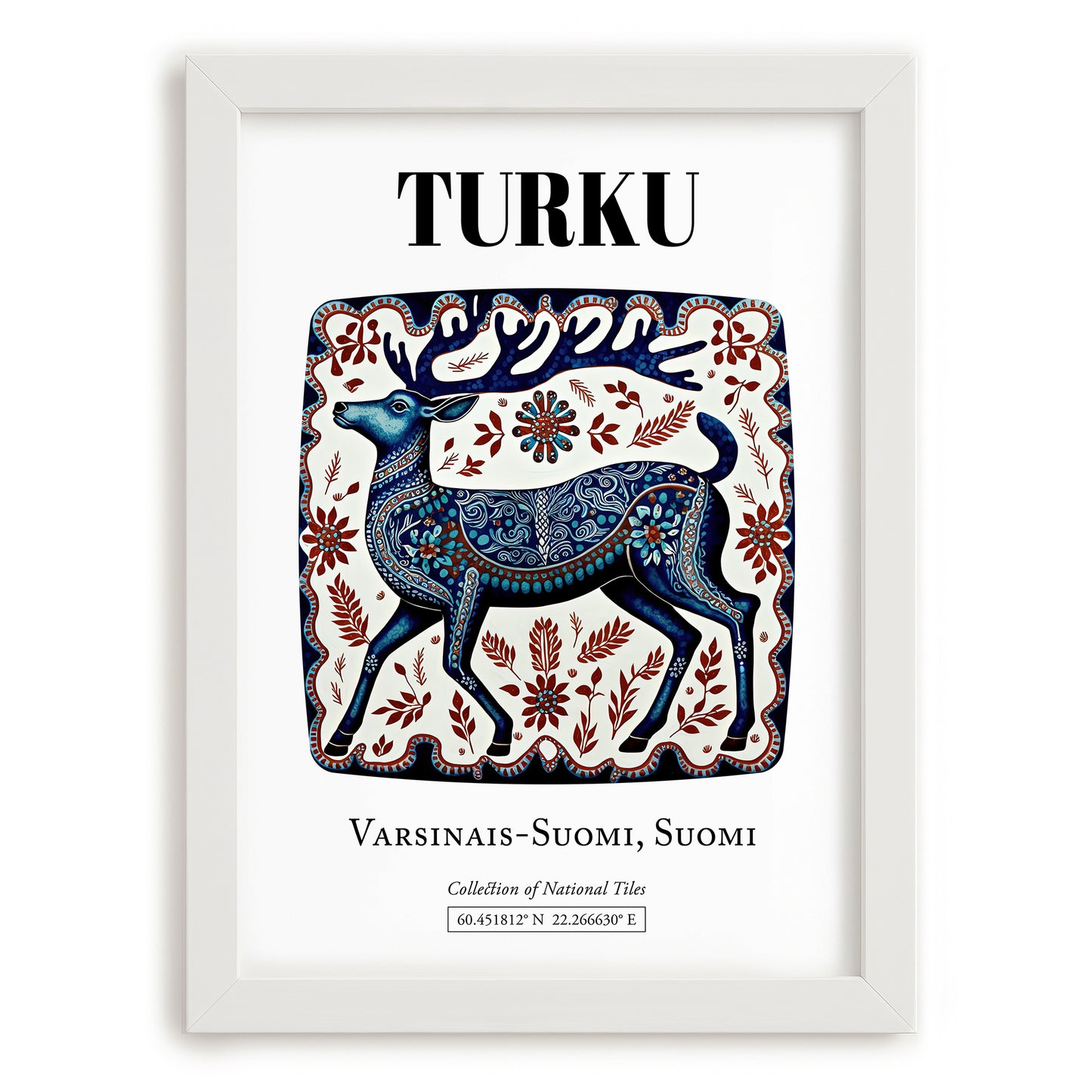 Turku, Finland – Travel Print, placed in minimal white frame