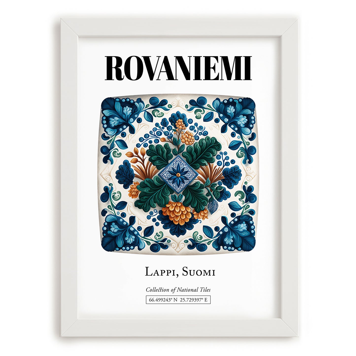 Rovaniemi, Finland – World Travel Art, placed in minimal white frame