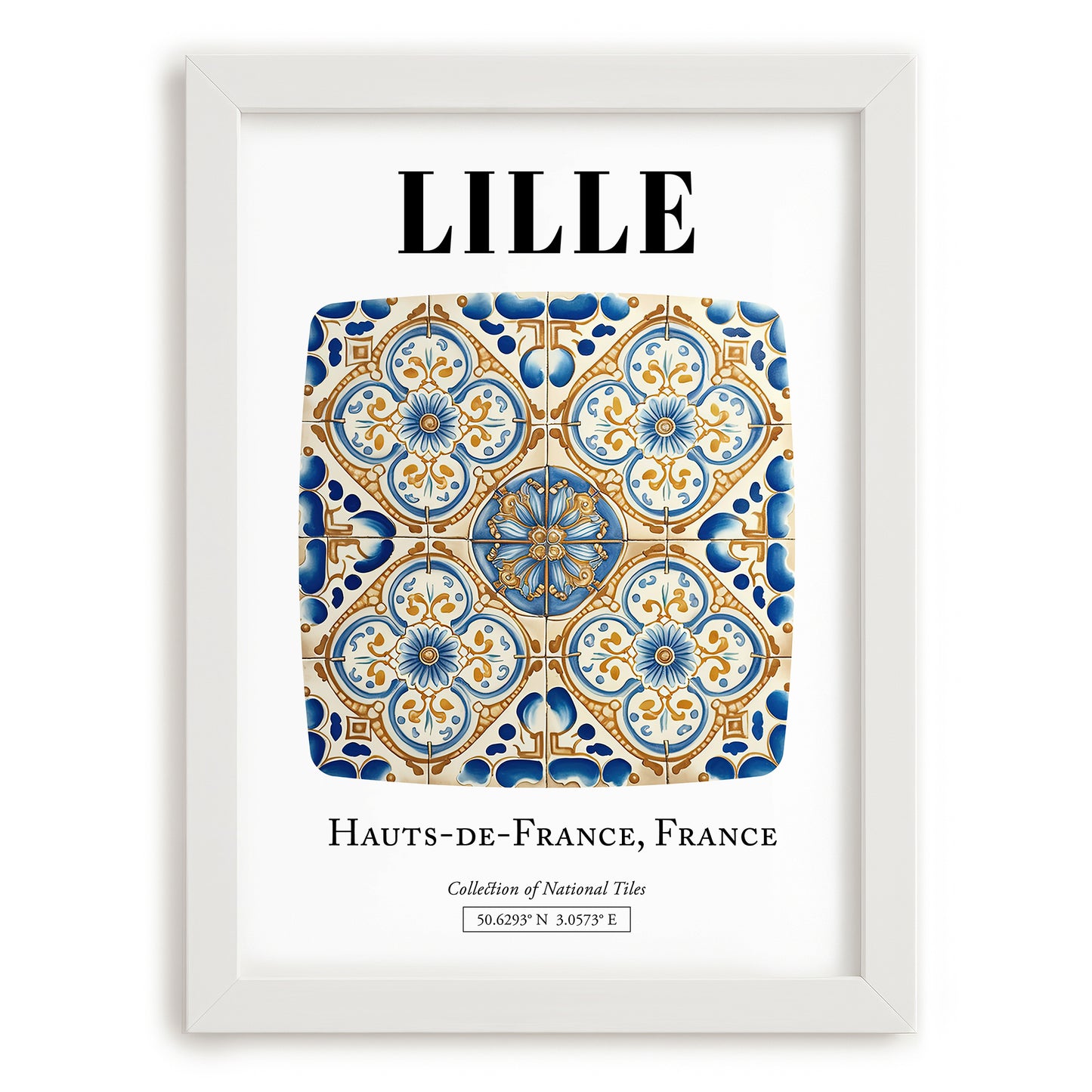 Lille, France – Travel Print, placed in minimal white frame
