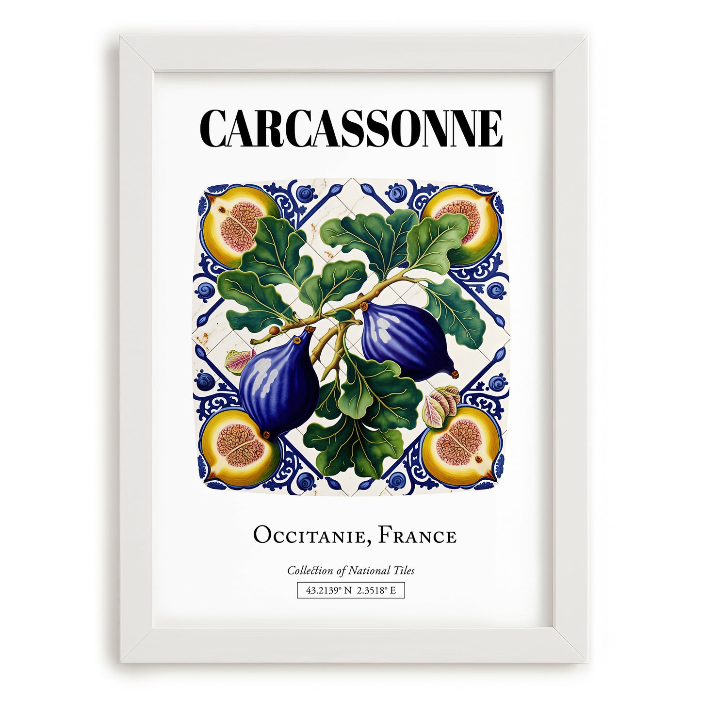 Carcassonne, France – Travel Print, placed in minimal white frame