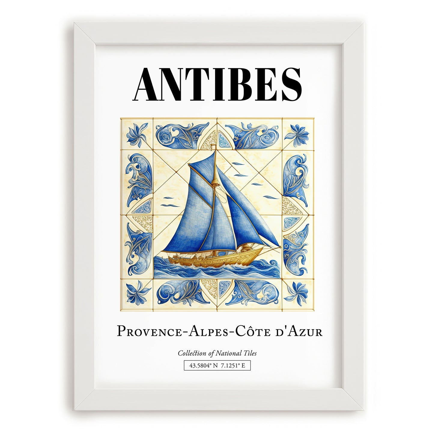 Antibes, France – Travel Wall Art, placed in minimal white frame
