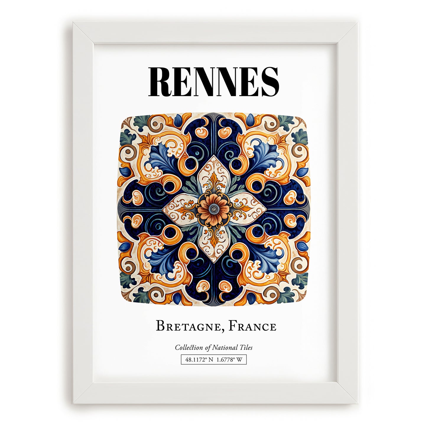 Rennes, France – National Pride Wall Decor, placed in minimal white frame