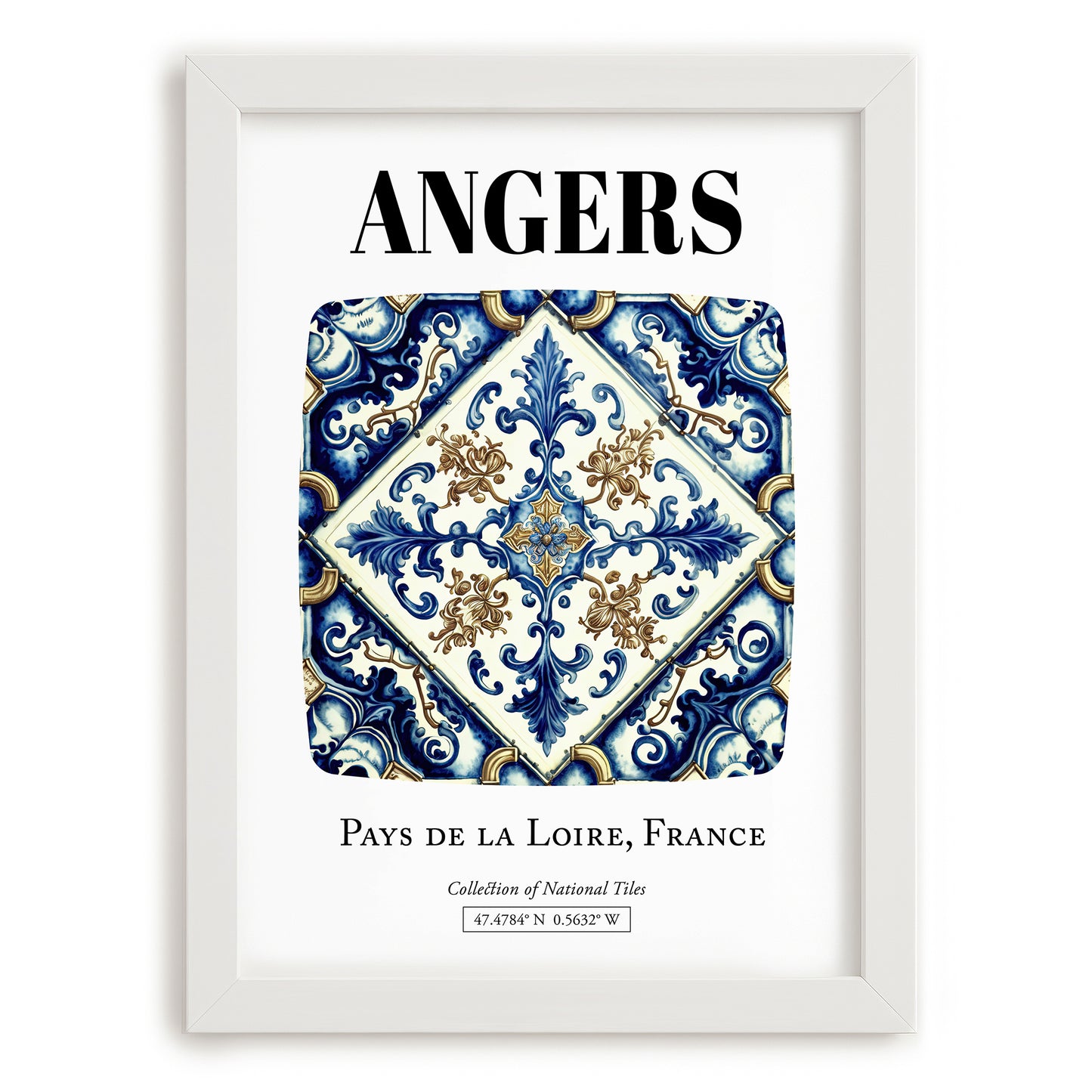 Angers, France – Travel Wall Decor, placed in minimal white frame