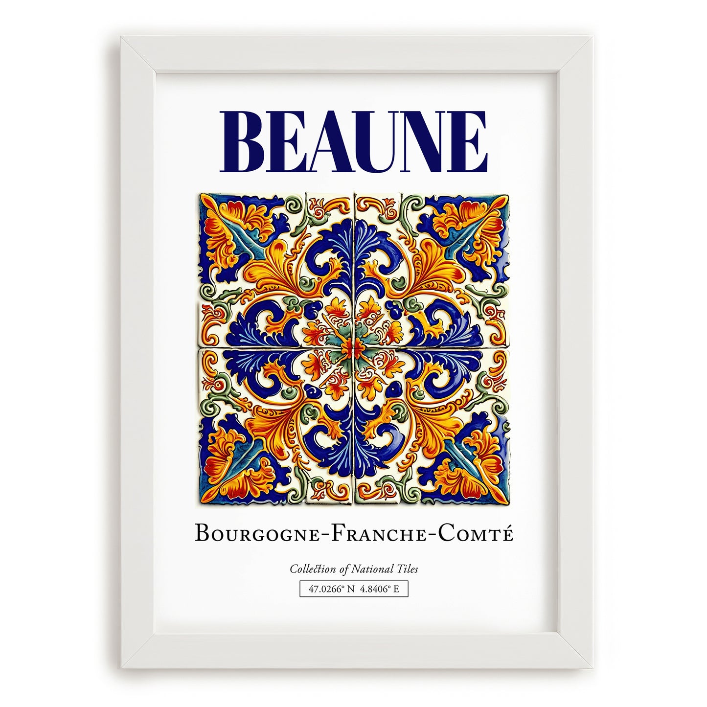 Beaune, France – Travel Wall Art, placed in minimal white frame