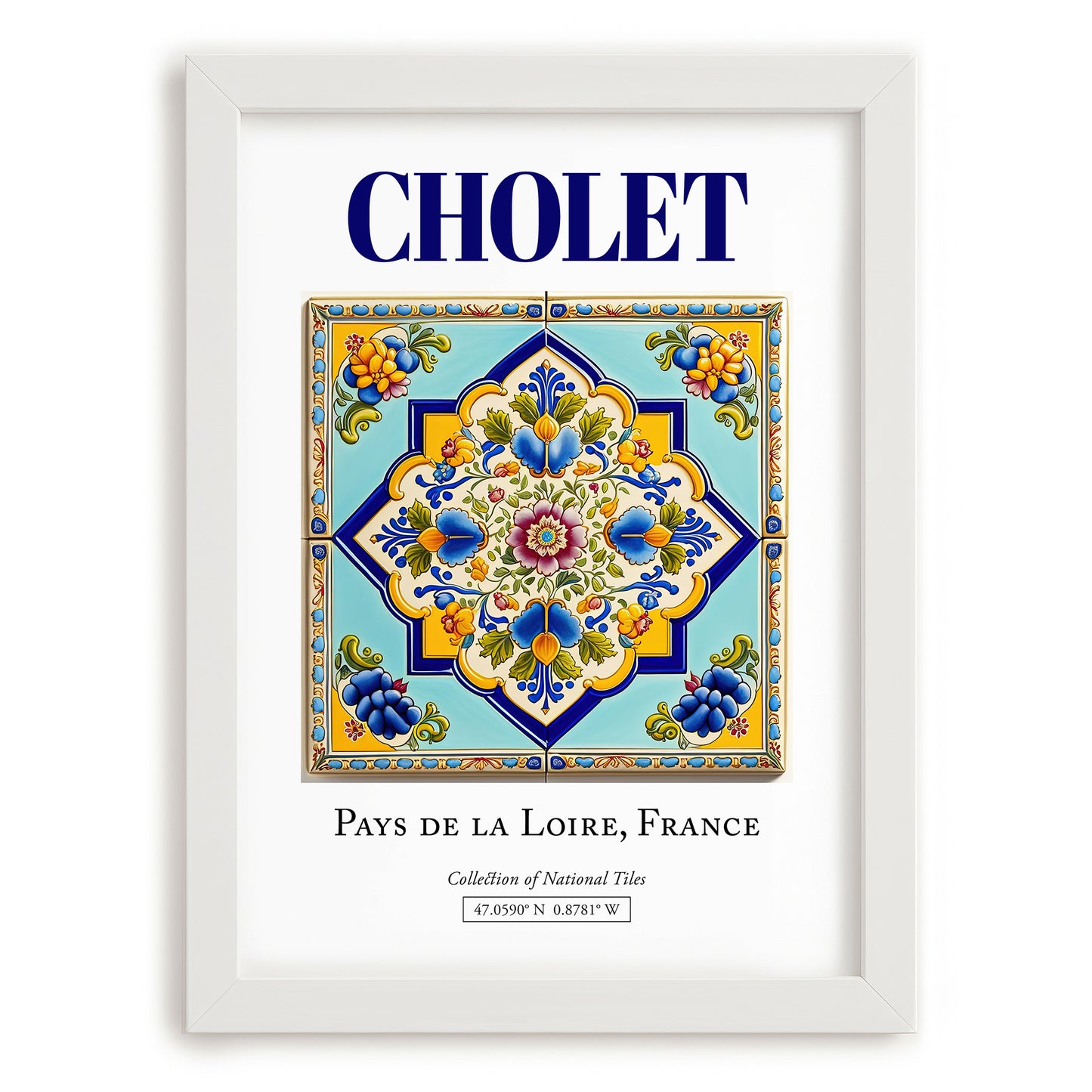 Cholet, France – Travel Wall Decor, placed in minimal white frame