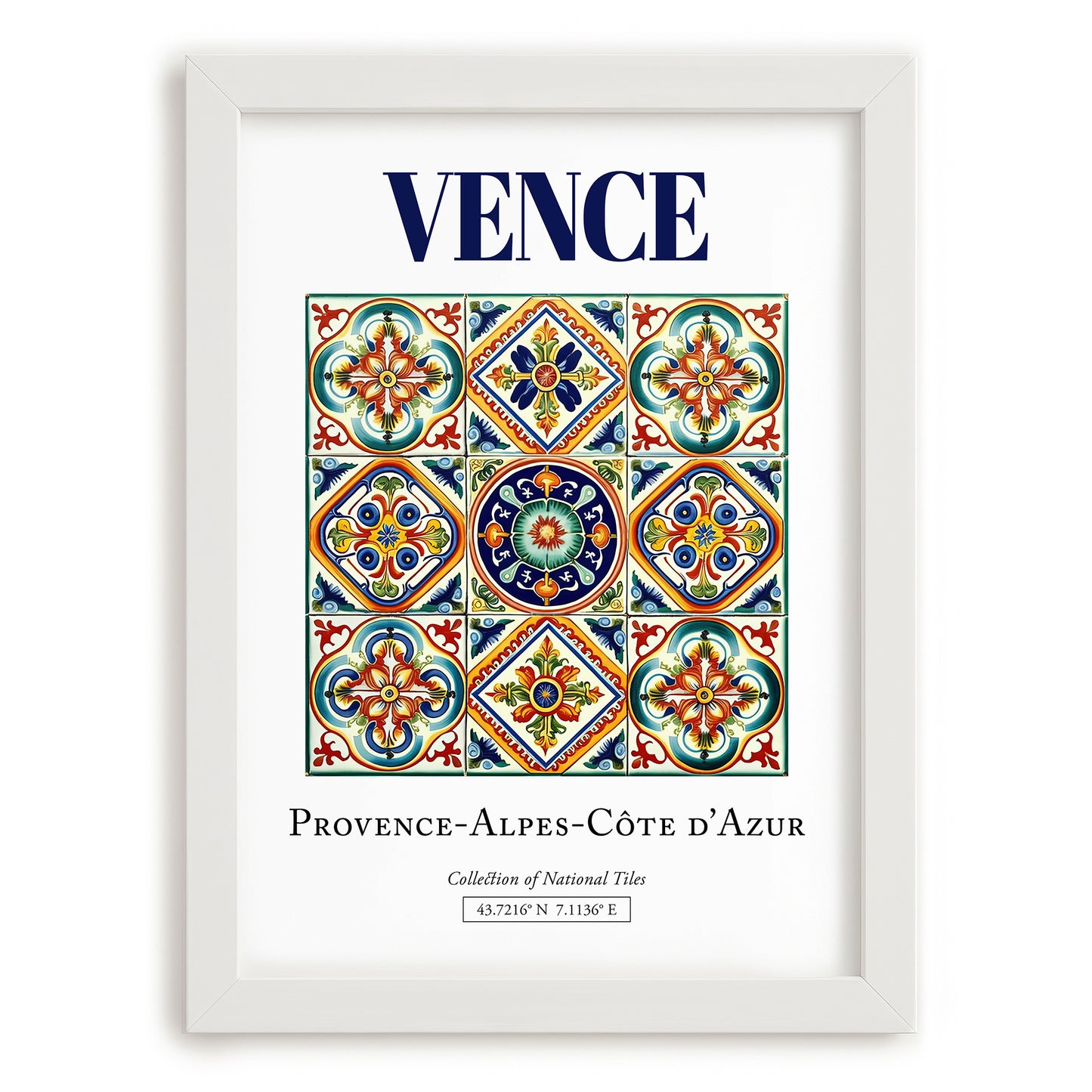 Vence, France – Travel Print, placed in minimal white frame