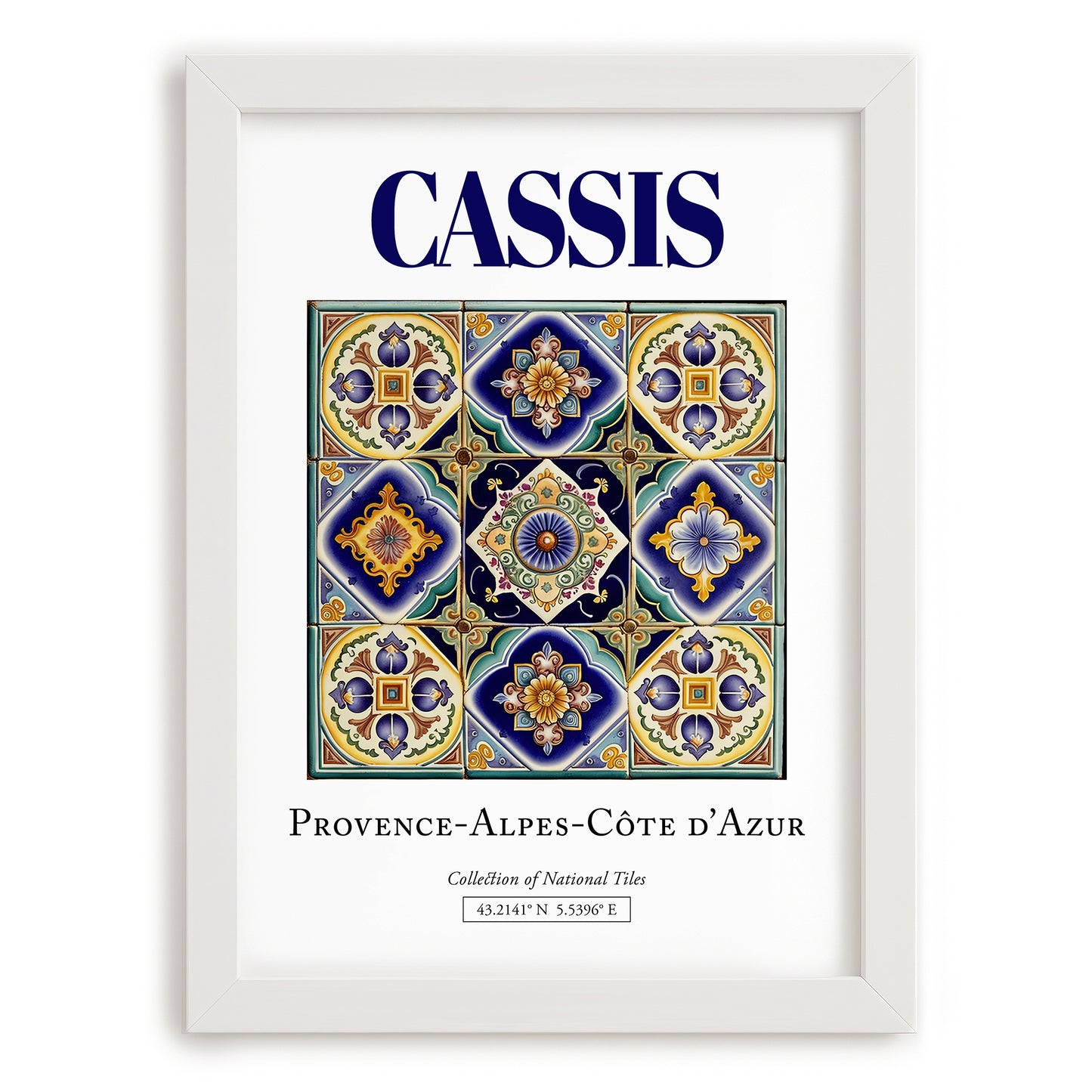 Cassis, France – Vintage Travel Poster, placed in minimal white frame