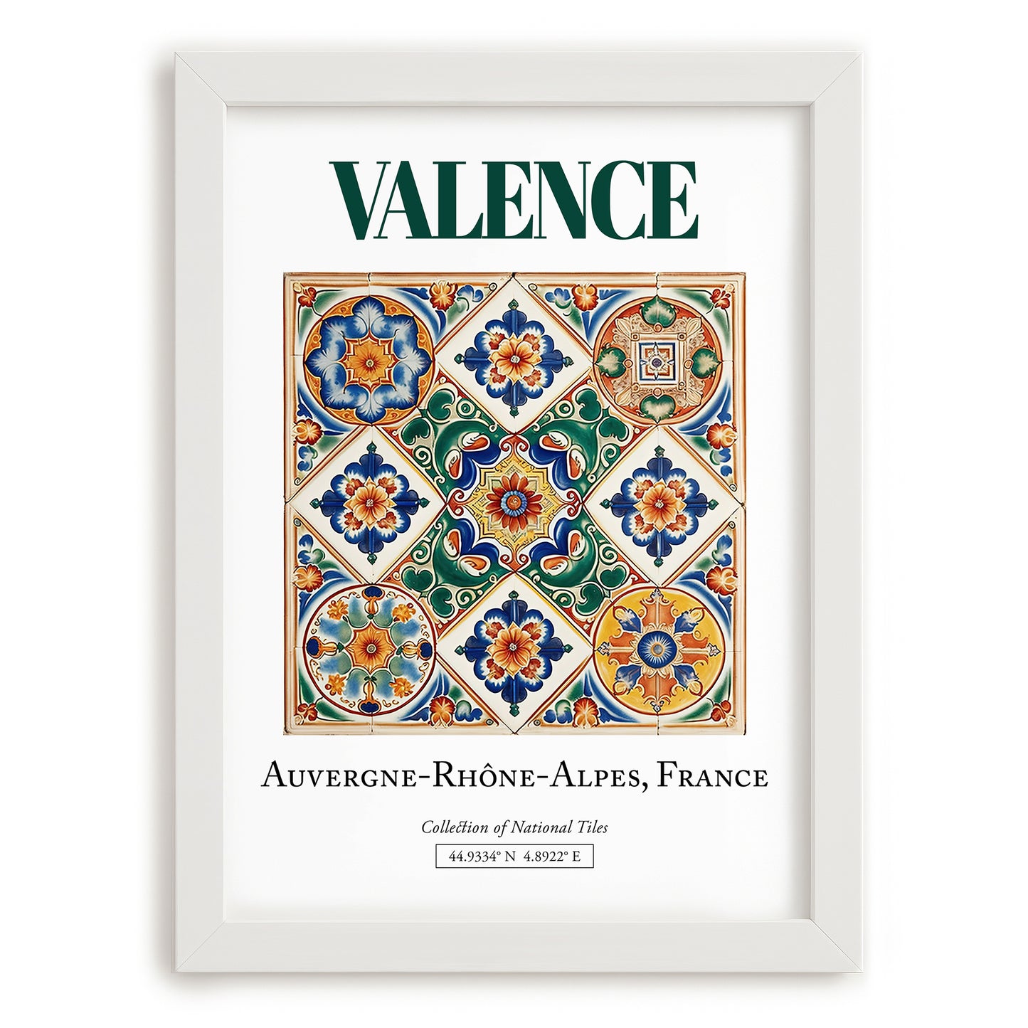 Valence, France – Global Wall Art, placed in minimal white frame