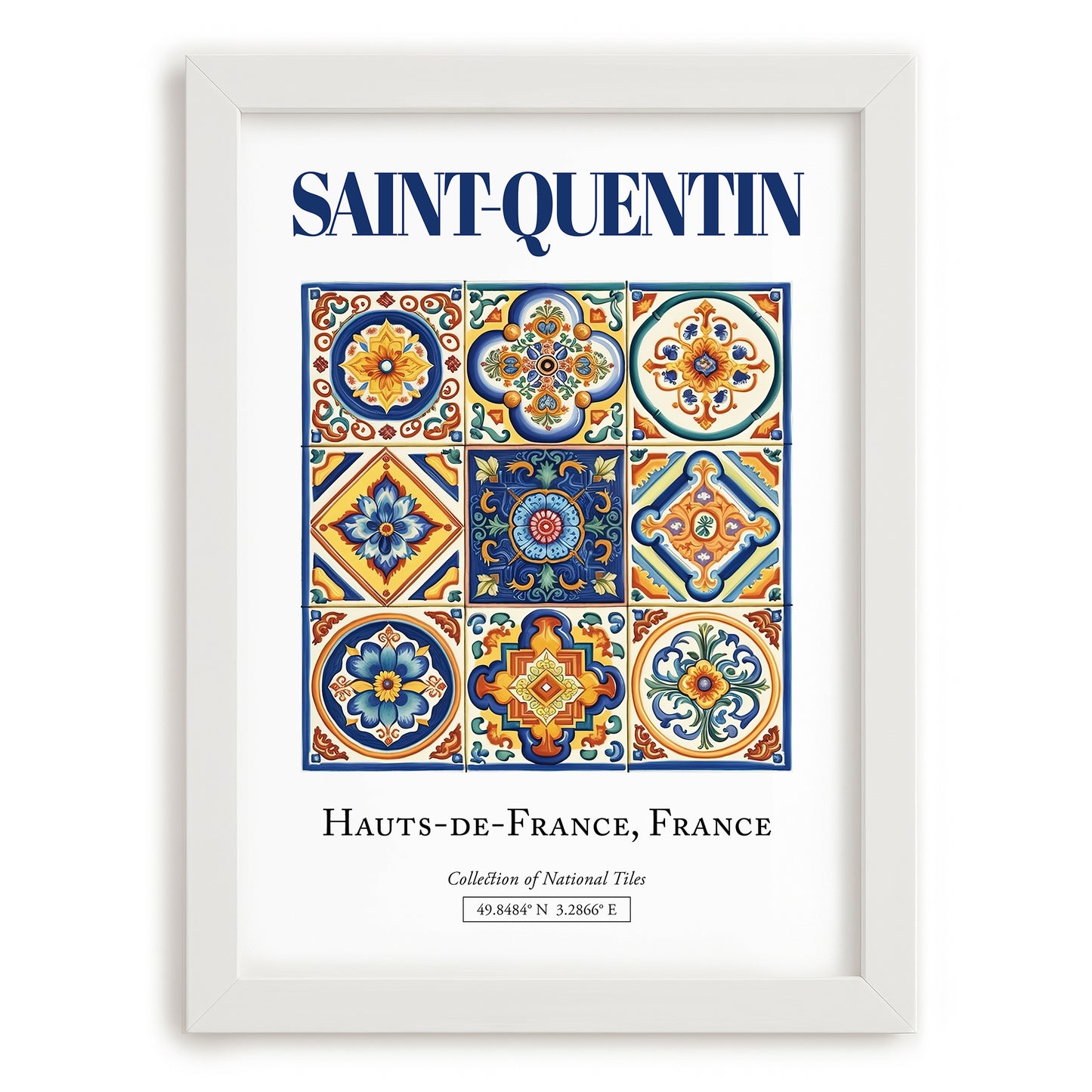 Saint-Quentin, France – Travel Poster, placed in minimal white frame