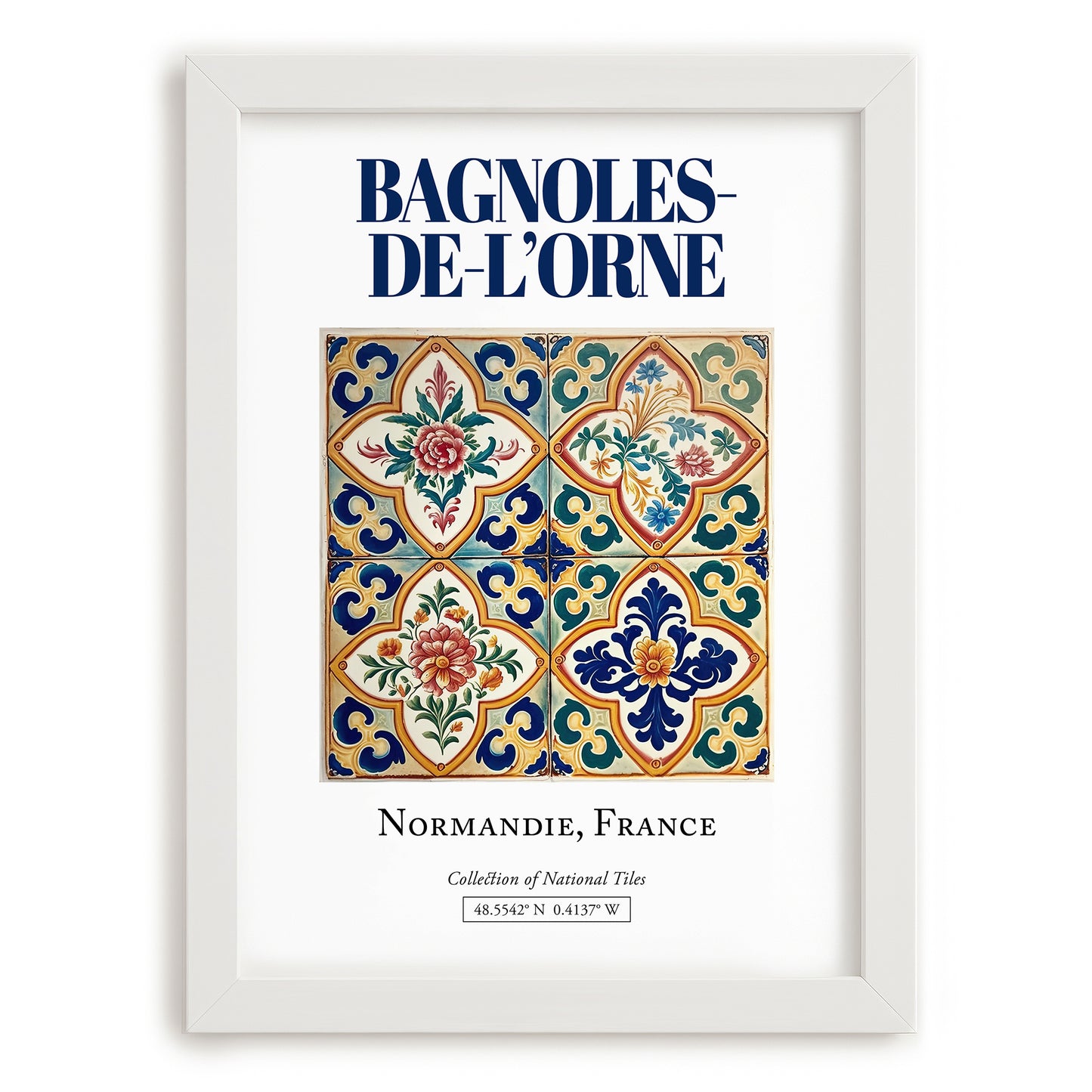 Bagnoles-de-l'Orne, France – Minimalist Travel Print, placed in minimal white frame