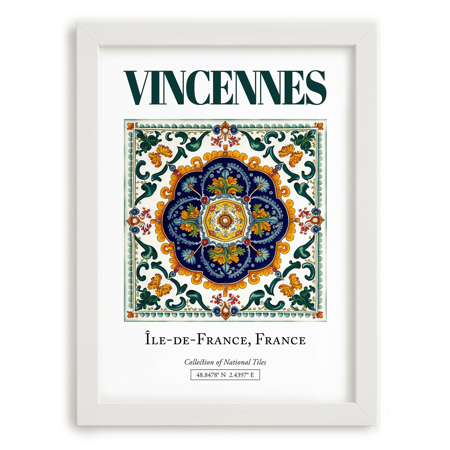 Vincennes, France – Travel Print, placed in minimal white frame