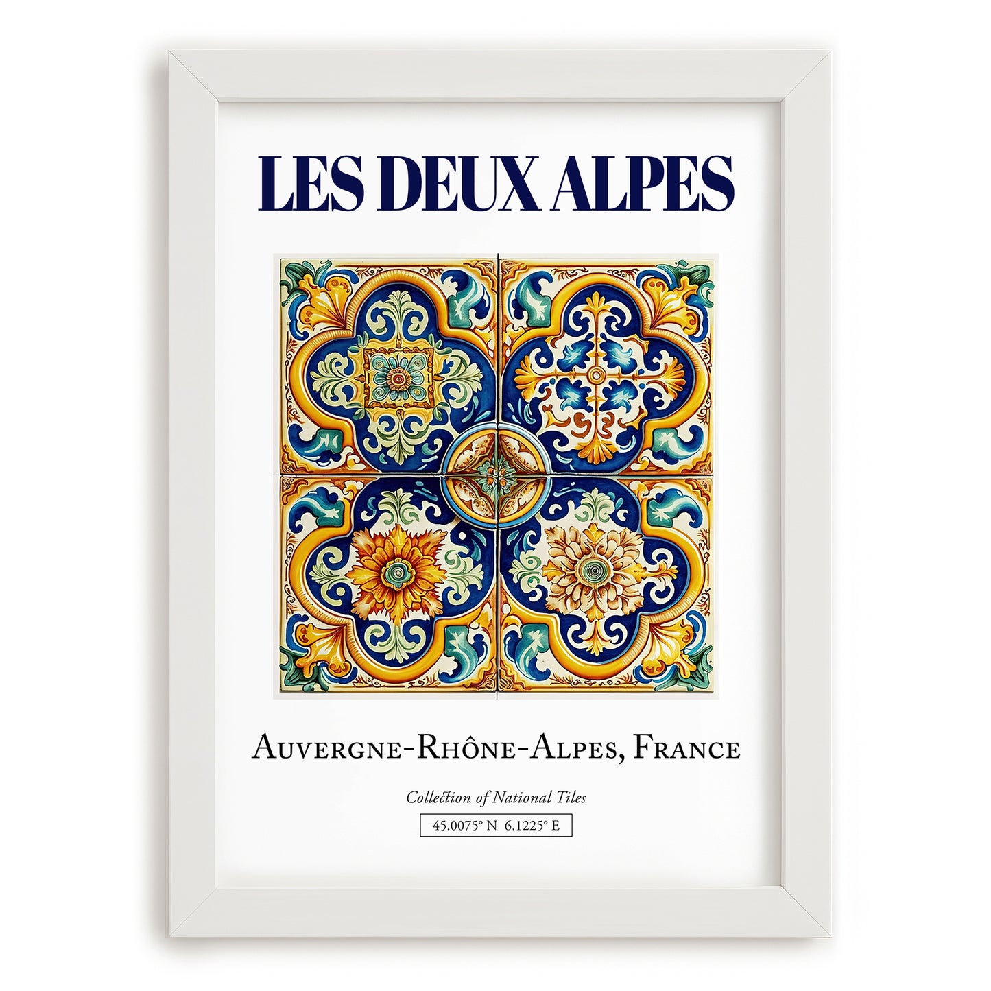 Les Deux Alpes, France – Global Cities Wall Print, placed in minimal white frame