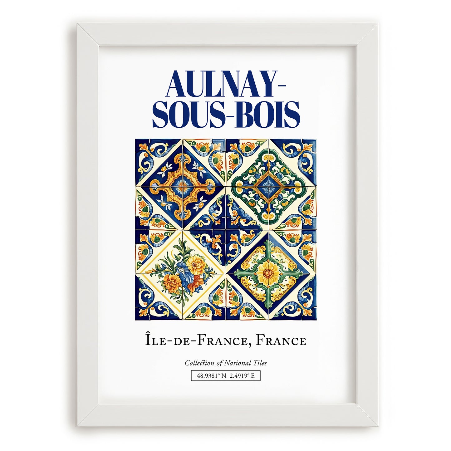 Aulnay-sous-Bois, France – Cultural Heritage Wall Art, placed in minimal white frame