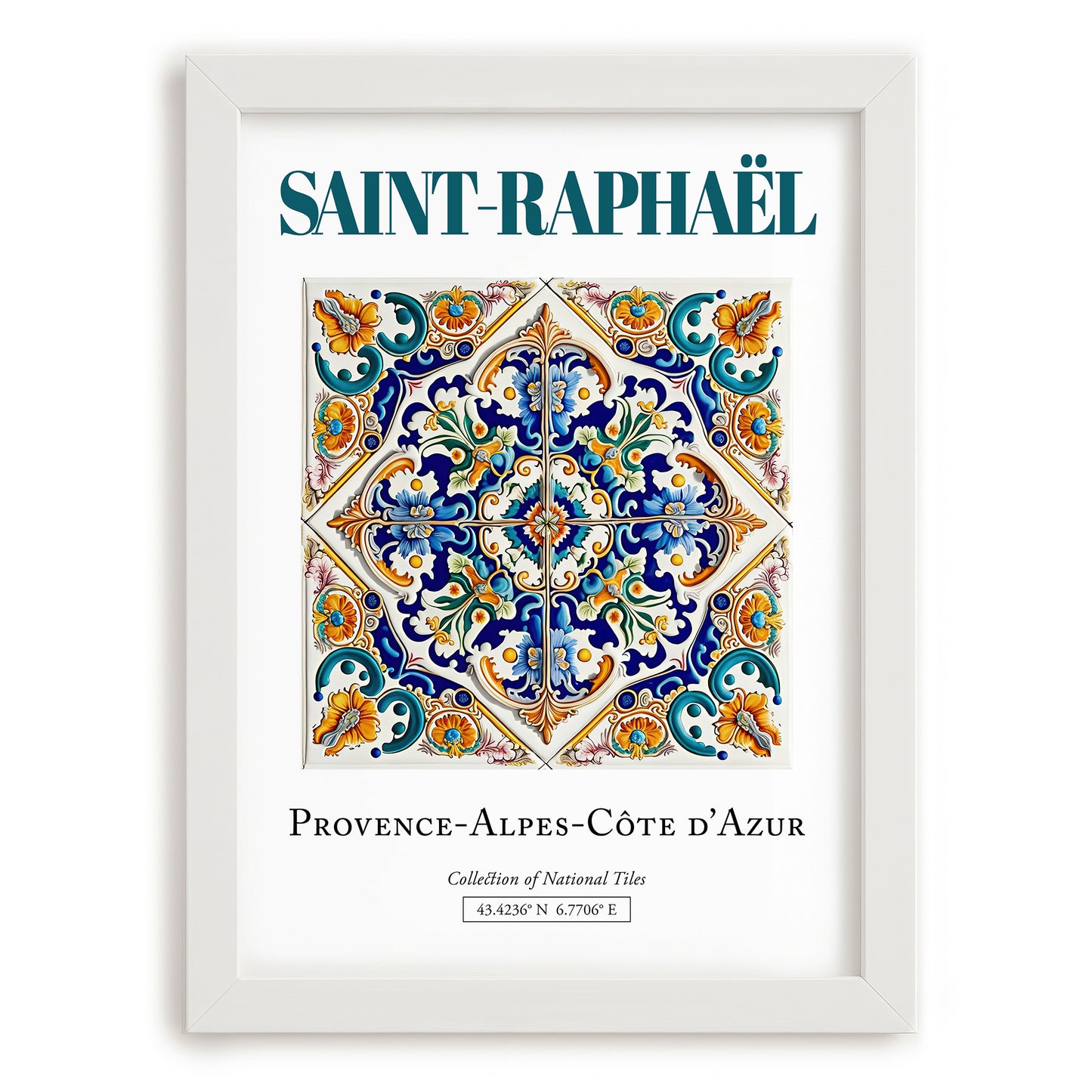 Saint-Raphaël, France – Travel Poster, placed in minimal white frame