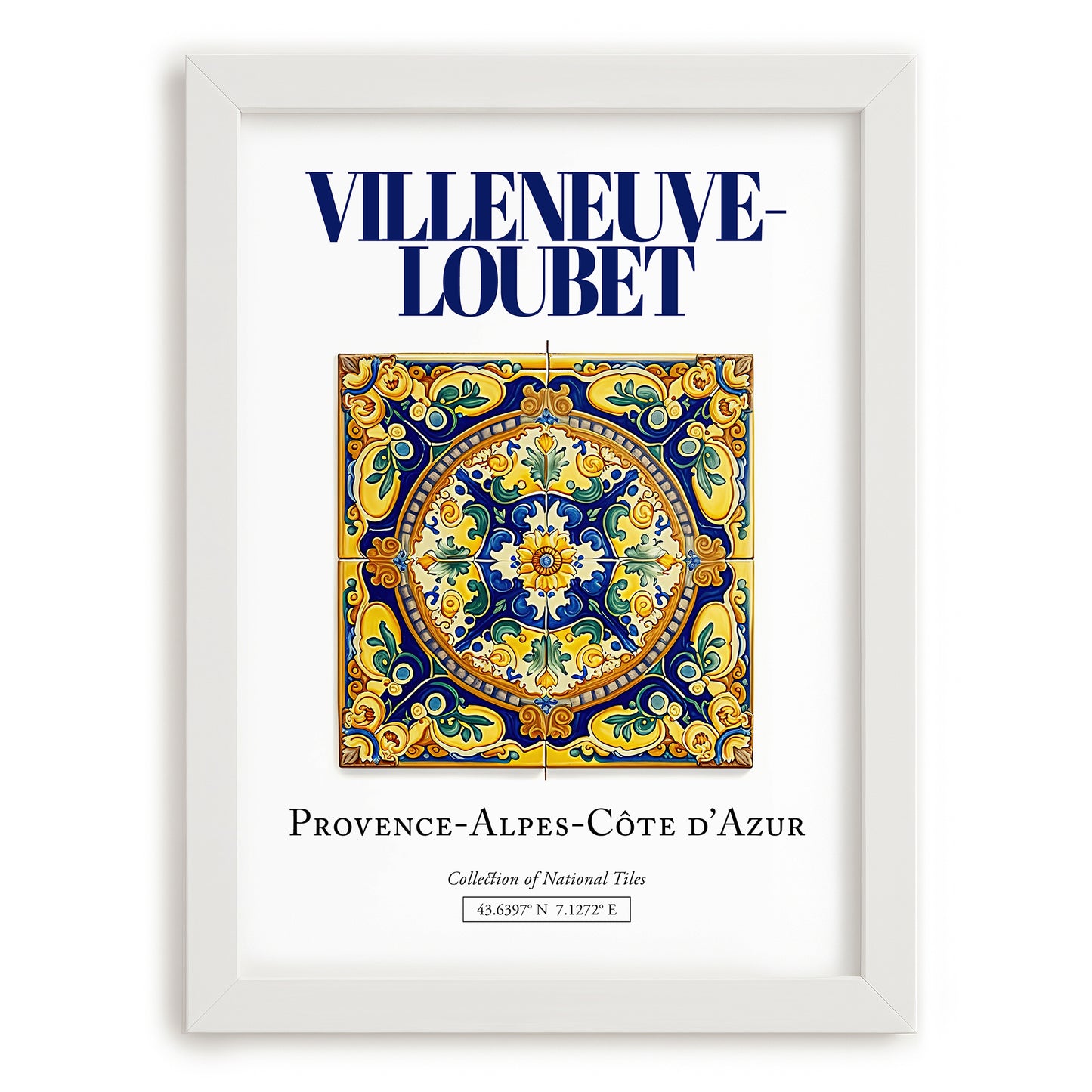 Villeneuve-Loubet, France – Travel Wall Art, placed in minimal white frame