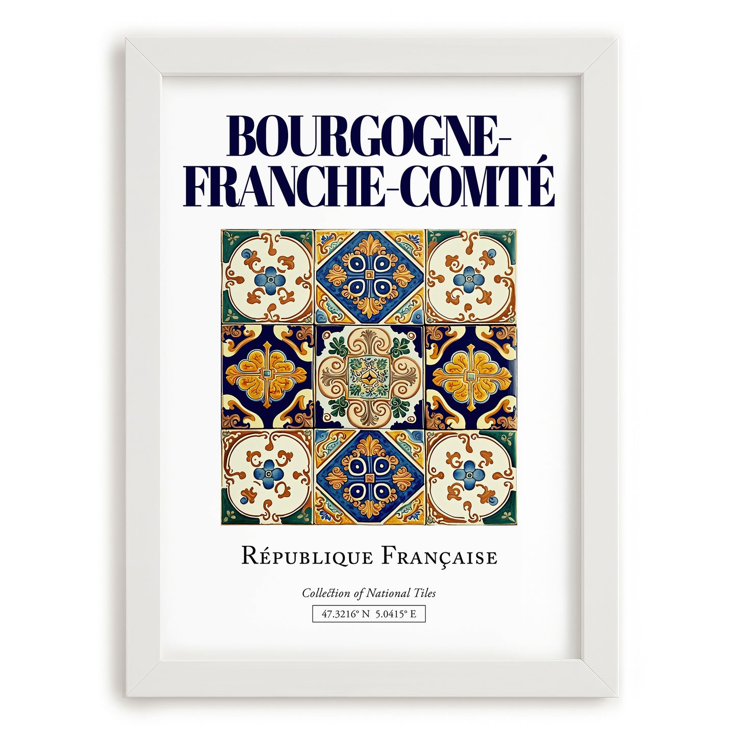 Bourgogne-Franche-Comté, France – Historic Cities Art Print, placed in minimal white frame