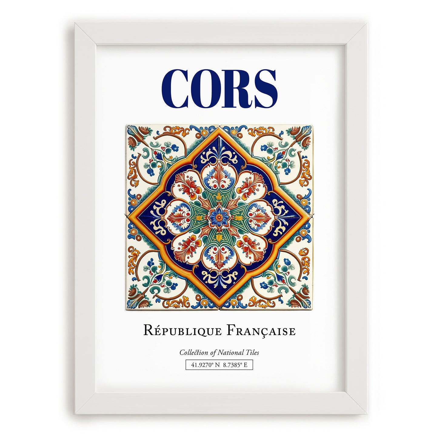 Cors, France – World Heritage Travel Poster, placed in minimal white frame