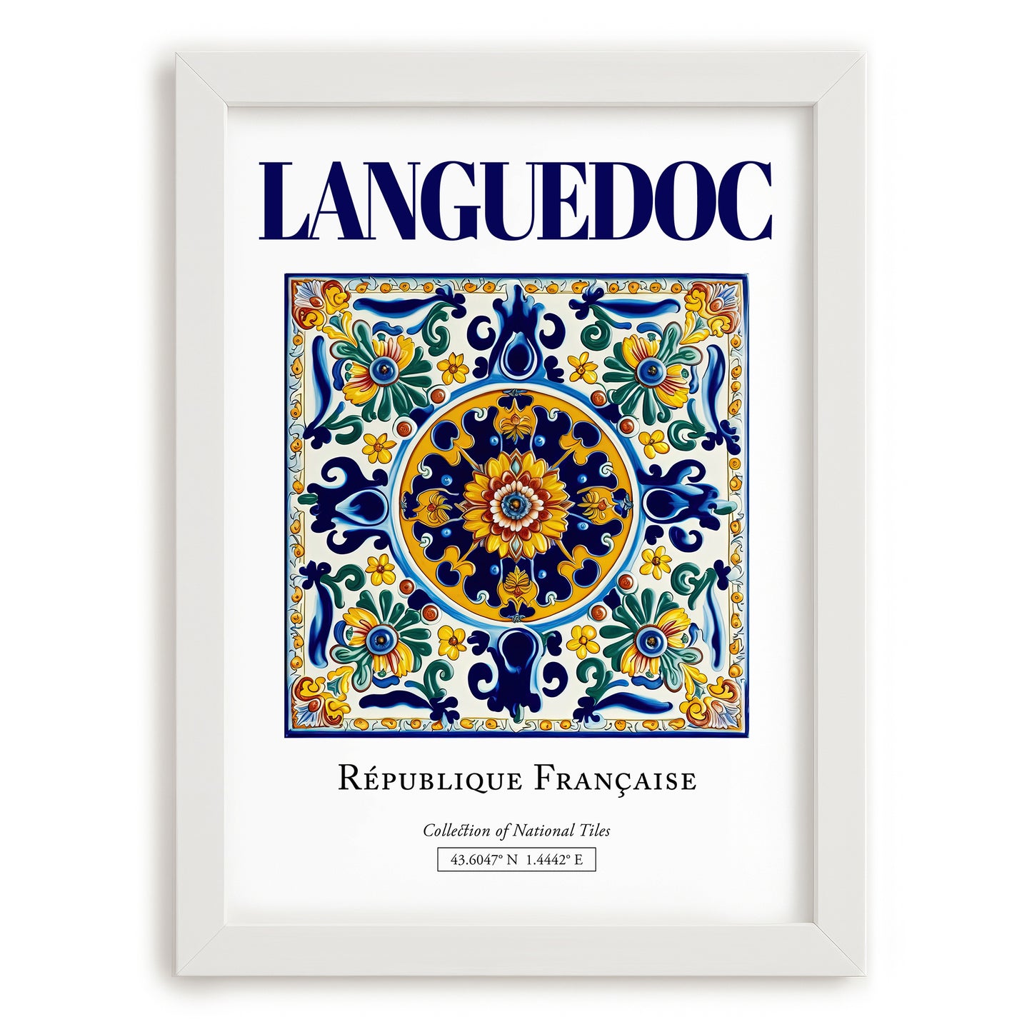 Languedoc, France – Travel Poster, placed in minimal white frame