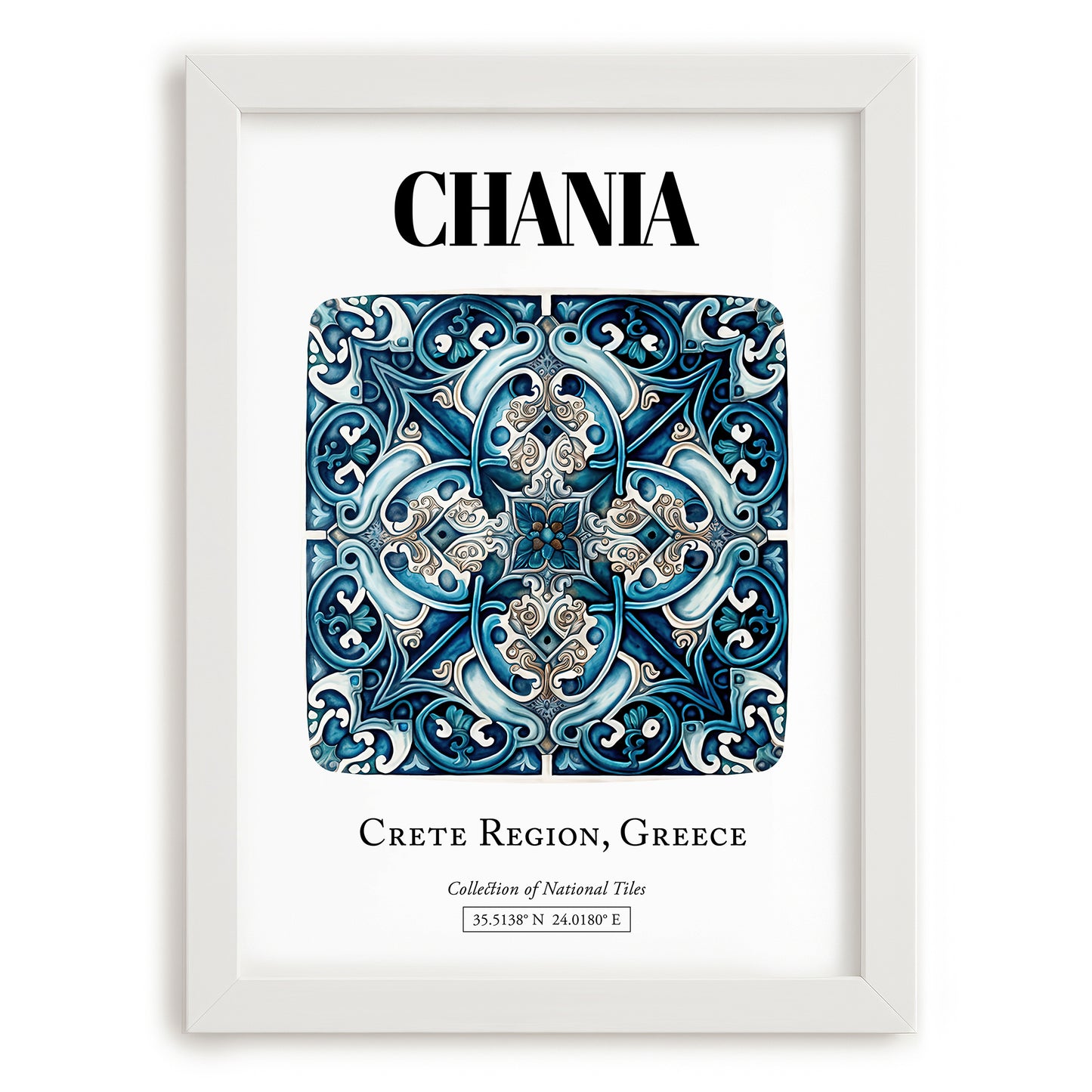 Chania, Greece – Travel Wall Art, placed in minimal white frame