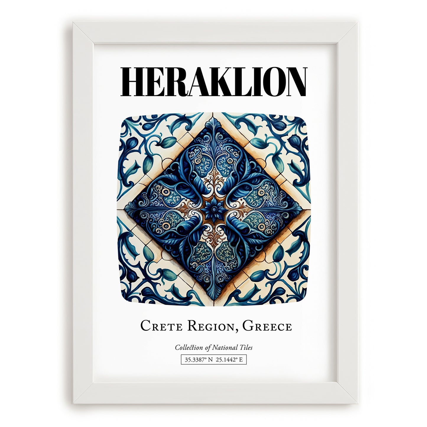Heraklion, Greece – Travel Wall Art, placed in minimal white frame