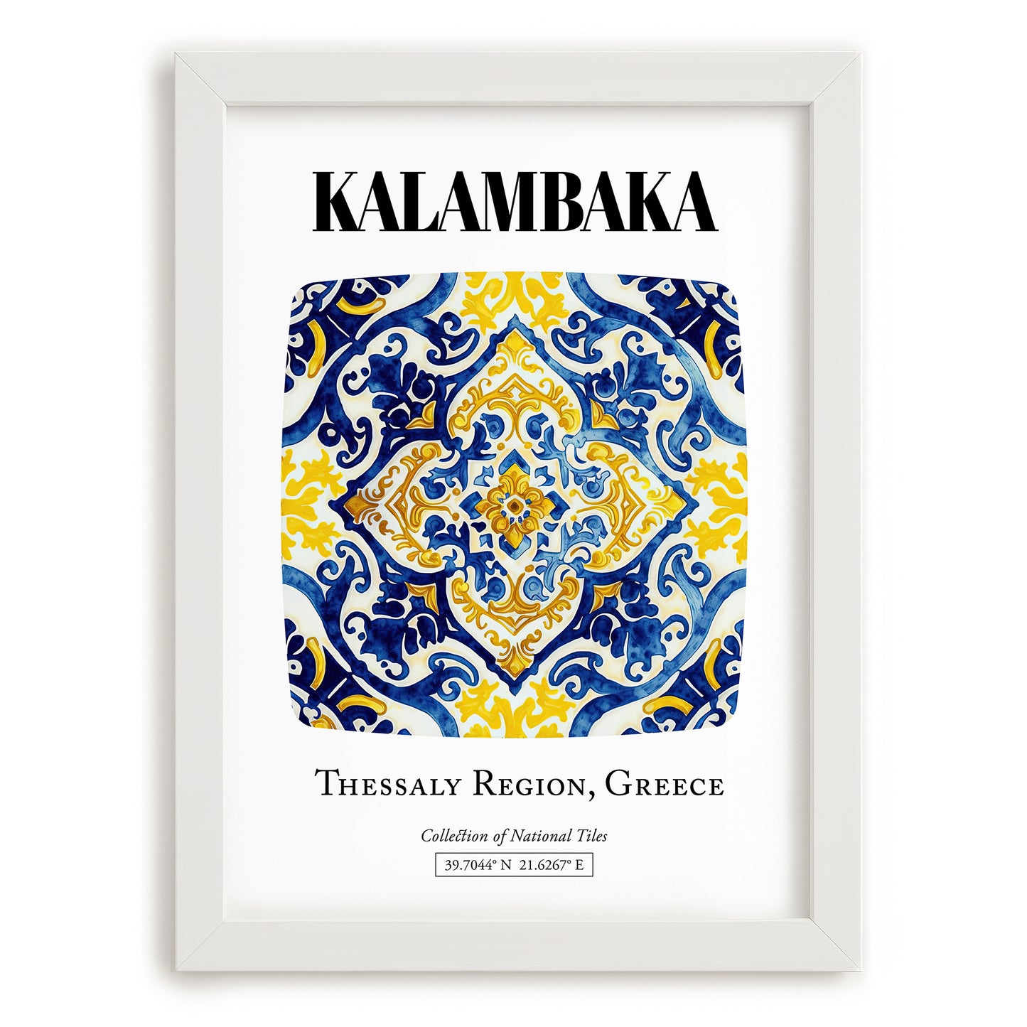 Kalambaka, Greece – Travel Memories Wall Print, placed in minimal white frame